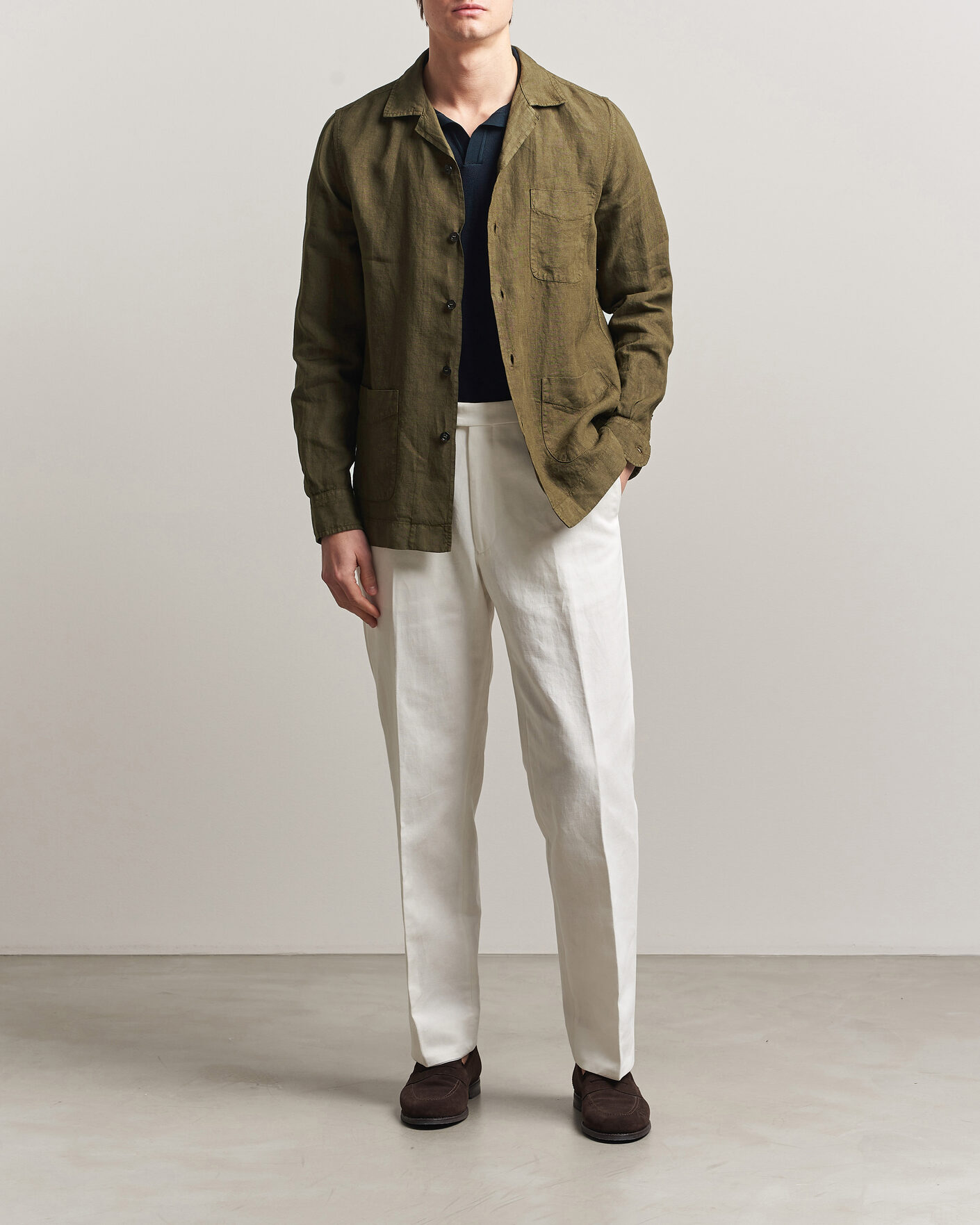Hombres | Abrigos y chaquetas | Boglioli | Linen Painter Jacket Military