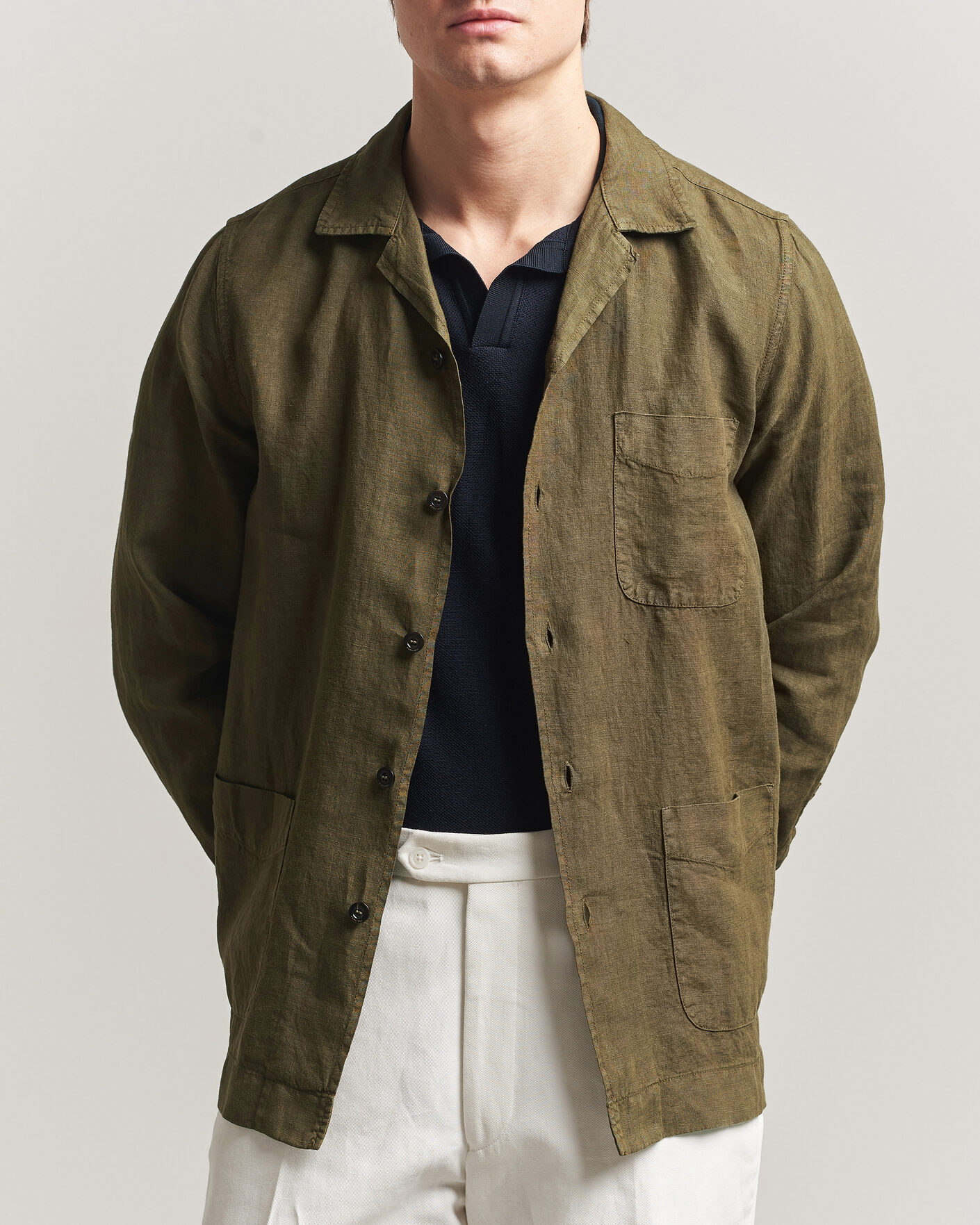 Hombres | Abrigos y chaquetas | Boglioli | Linen Painter Jacket Military