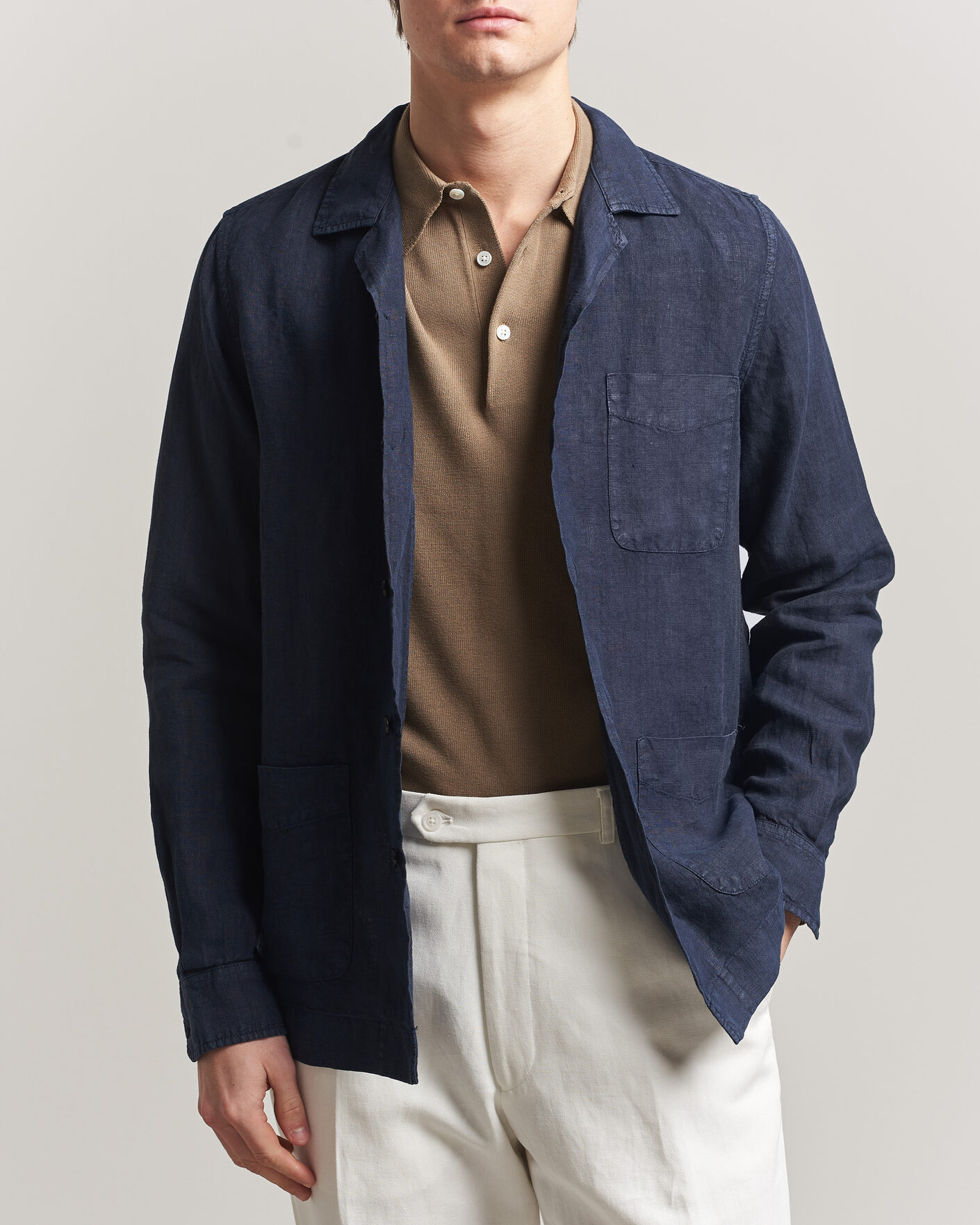 Hombres | Abrigos y chaquetas | Boglioli | Linen Painter Jacket Navy