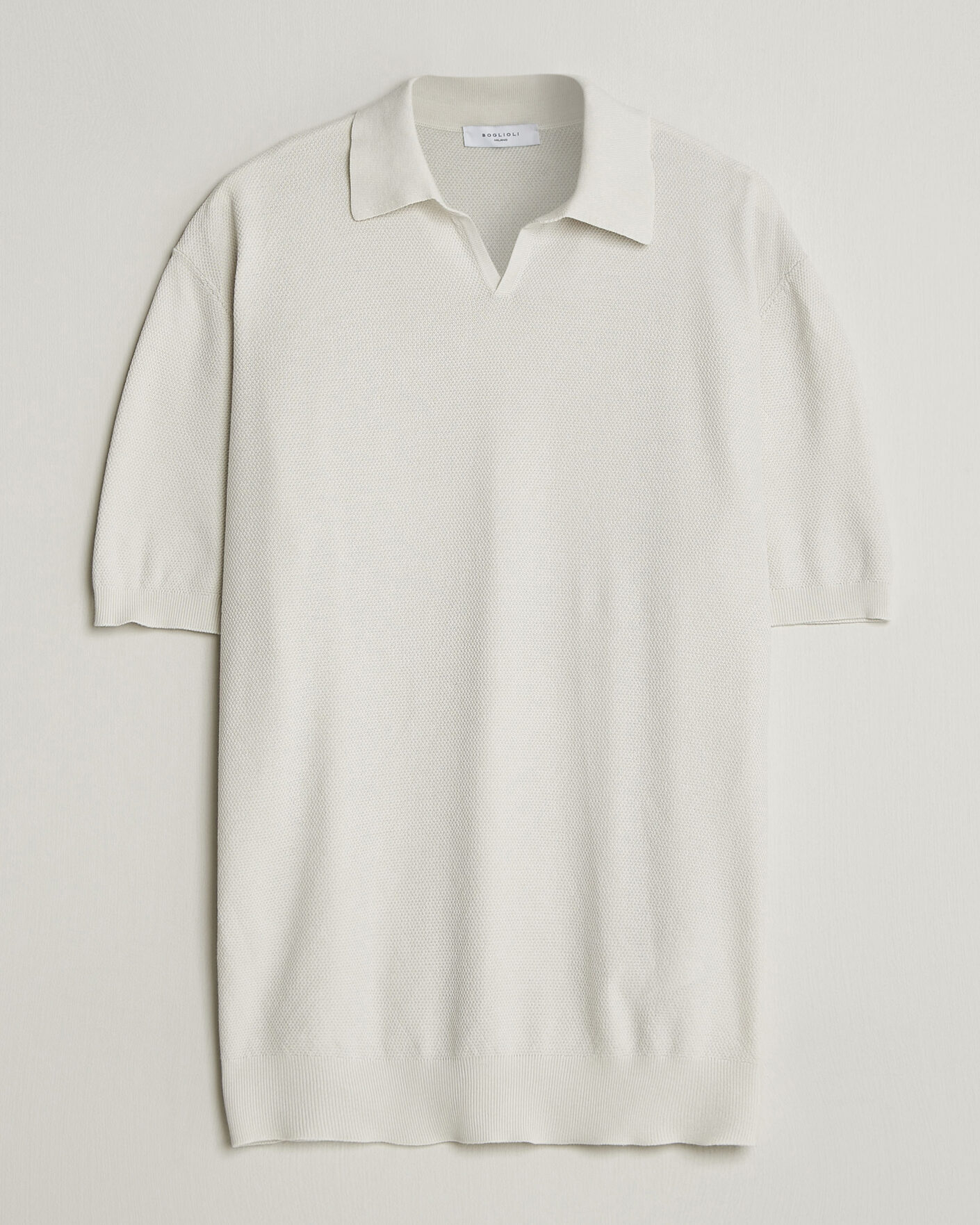 Hombres | Polos | Boglioli | Short Sleeve Polo Piquet Off White