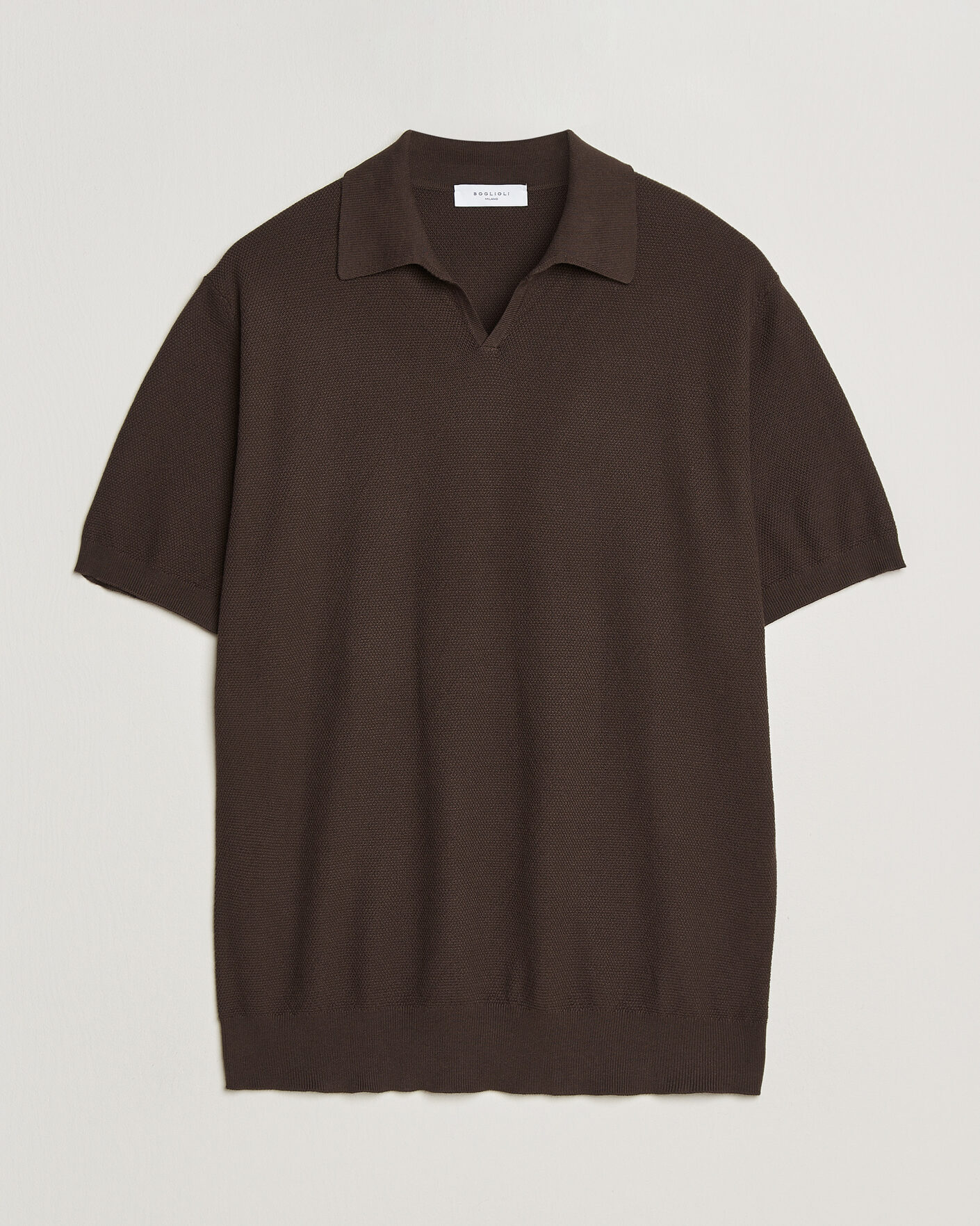 Hombres | Polos | Boglioli | Short Sleeve Polo Piquet Brown