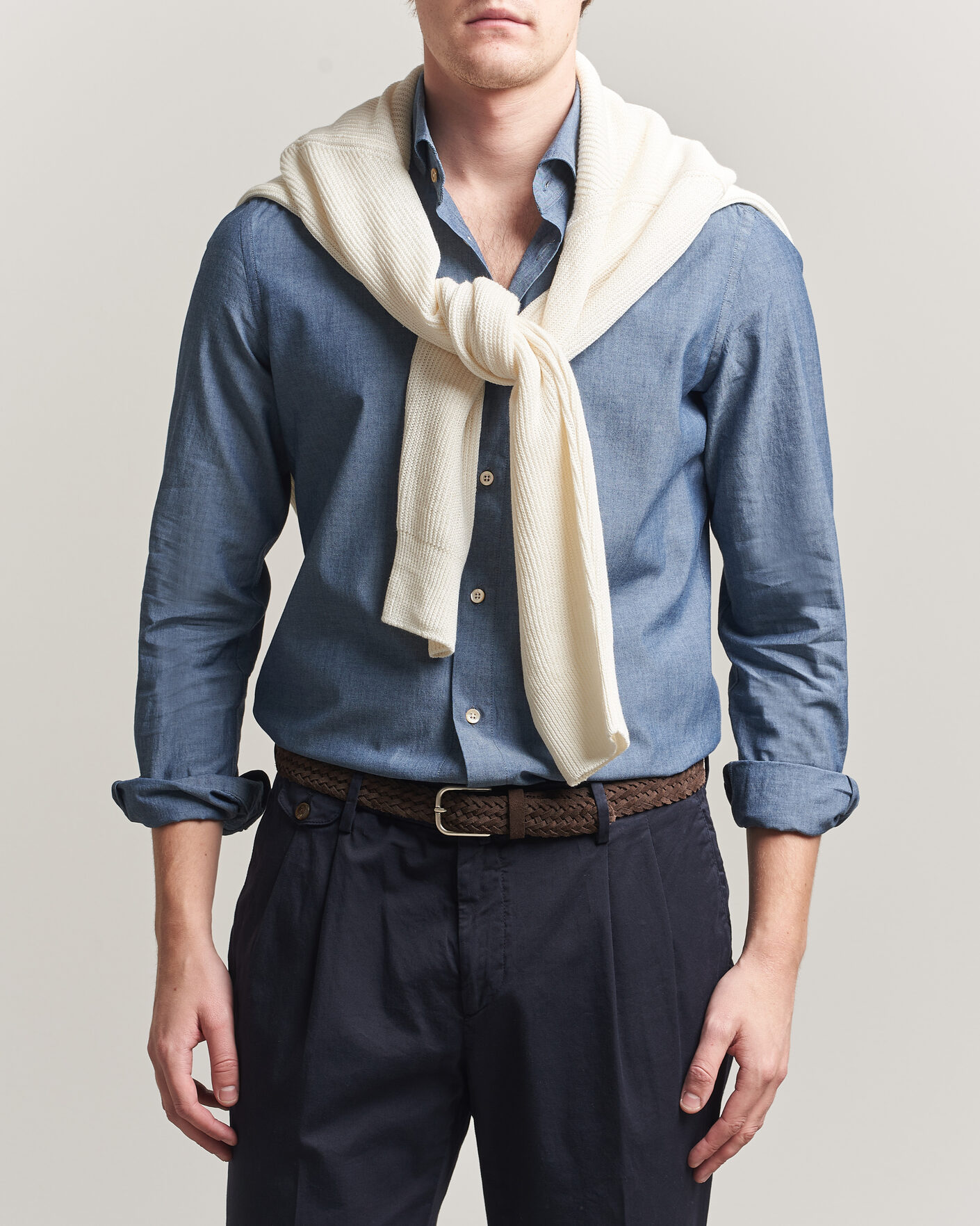 Hombres | Camisas | Boglioli | Chambray Shirt Medium Blue