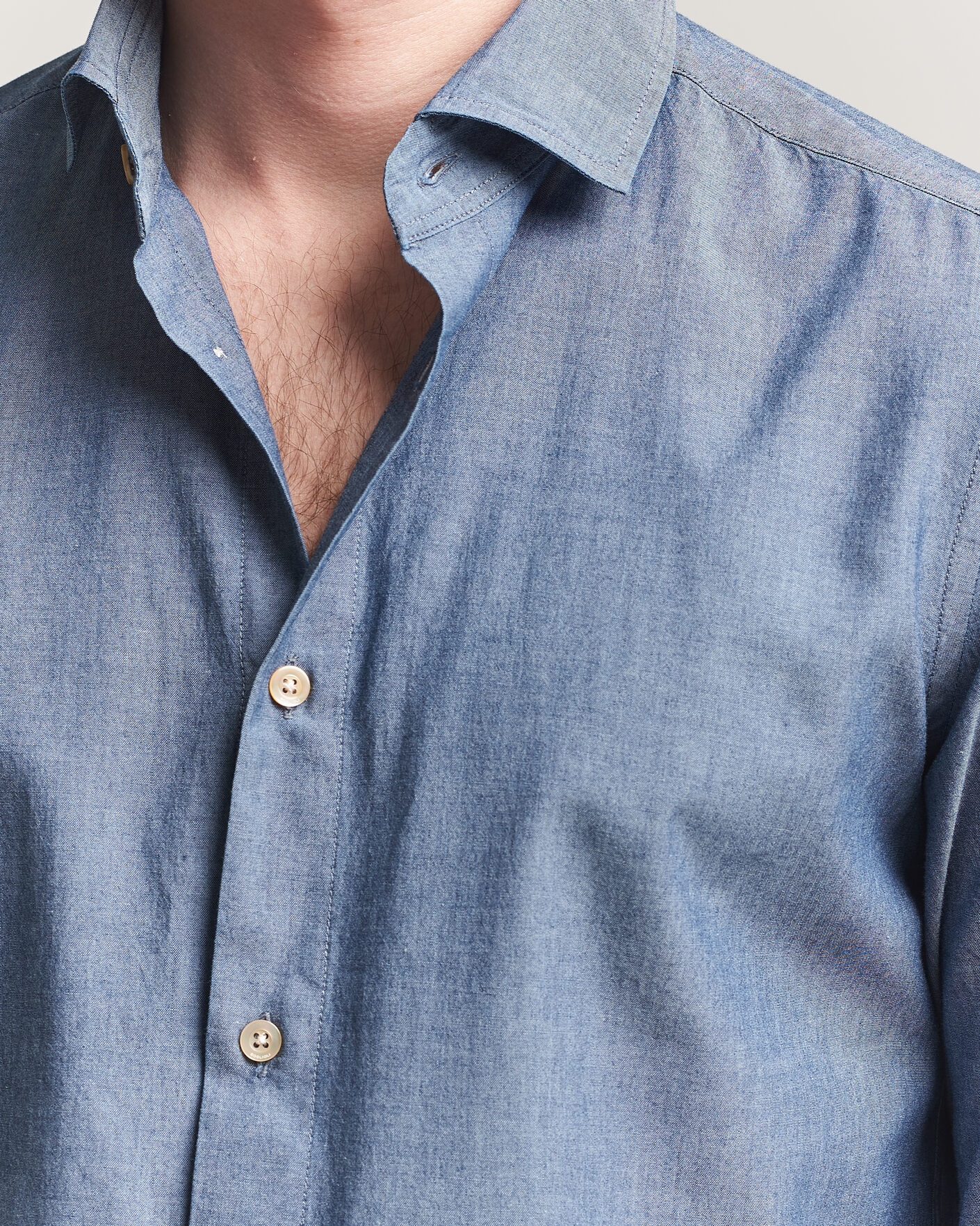Hombres | Camisas | Boglioli | Chambray Shirt Medium Blue