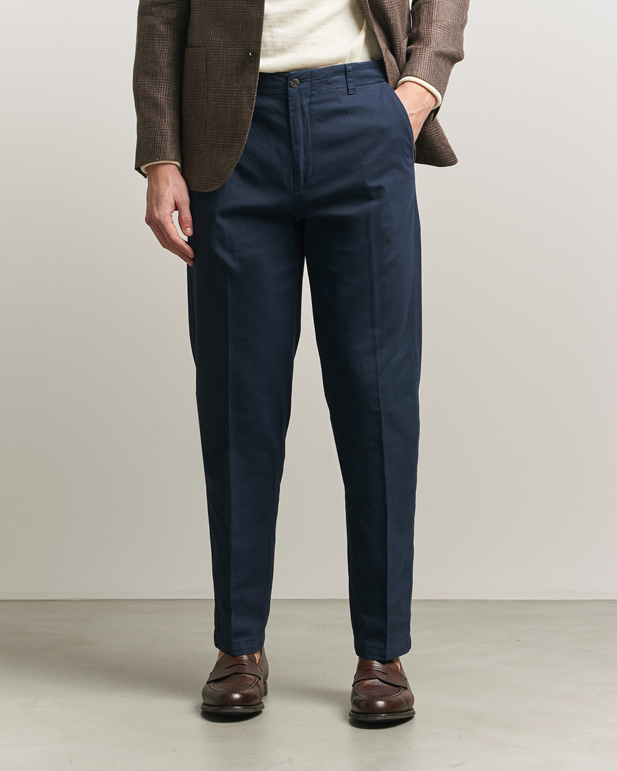 Hombres | Pantalones | Boglioli | Regular Fit Cotton Chinos Navy