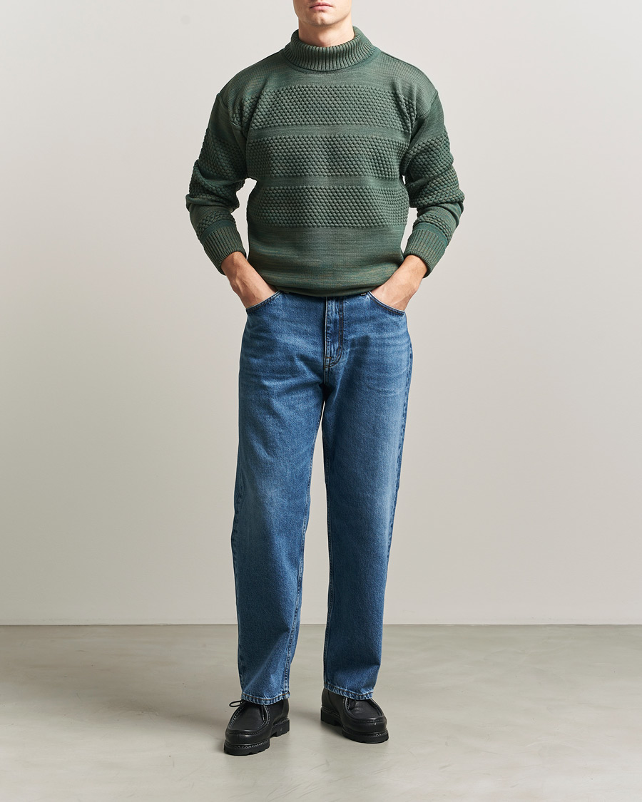 Hombres | Jerséis y prendas de punto | S.N.S. Herning | Fisherman Sweater Natural Machine Green