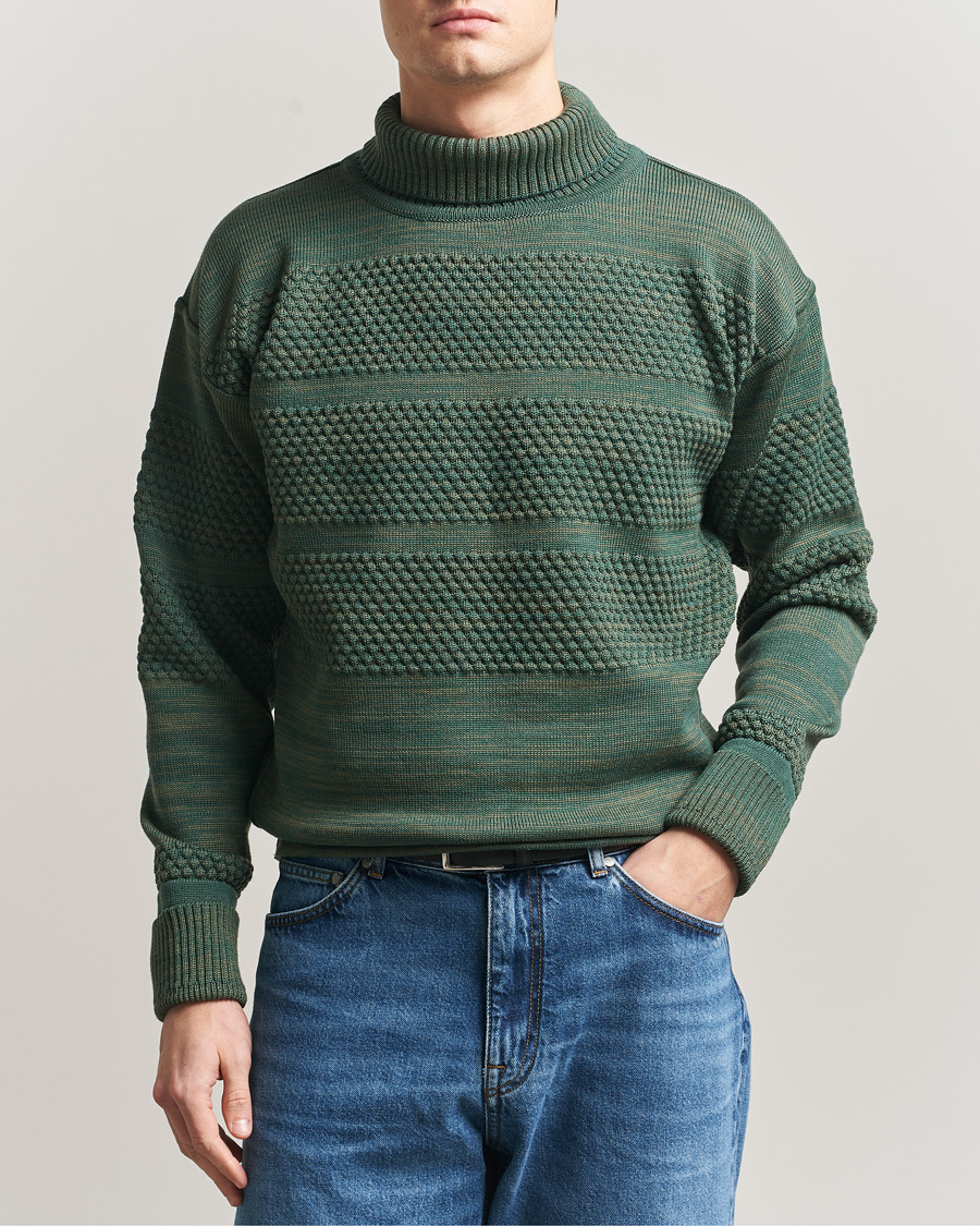 Hombres | Jerséis y prendas de punto | S.N.S. Herning | Fisherman Sweater Natural Machine Green