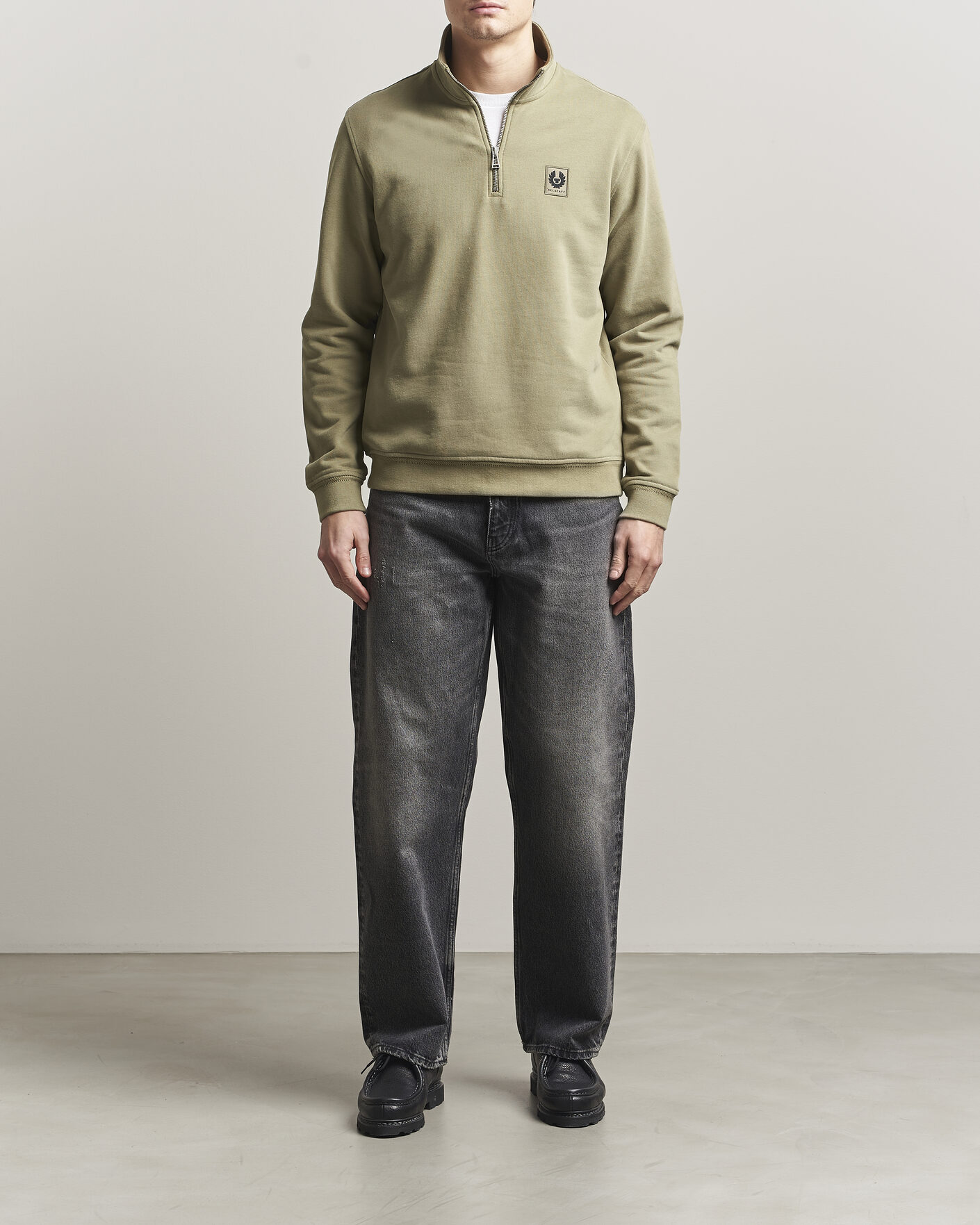 Hombres | Jerséis y prendas de punto | Belstaff | Signature Half Zip Sweatshirt Fatigue Green