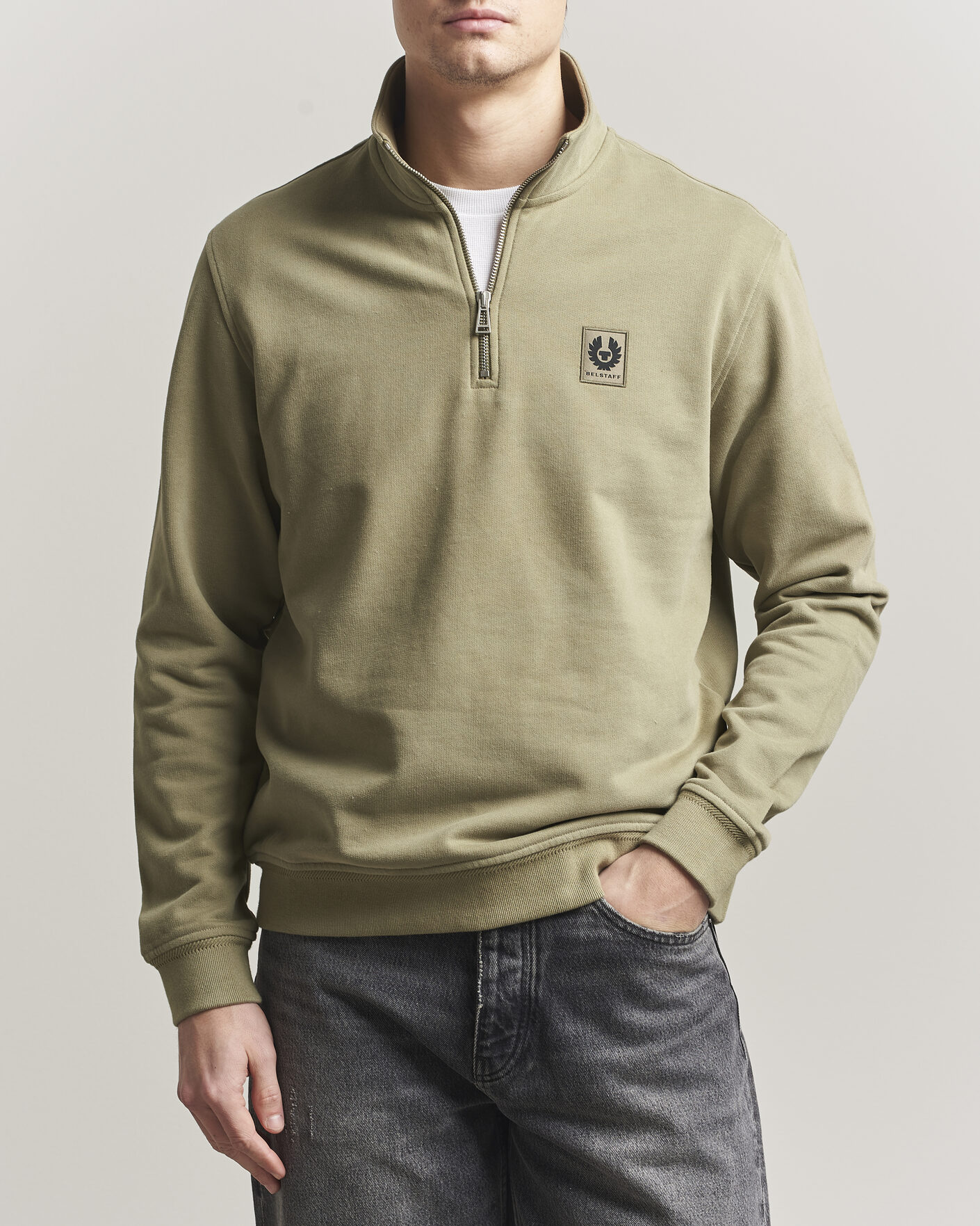 Hombres | Jerséis y prendas de punto | Belstaff | Signature Half Zip Sweatshirt Fatigue Green