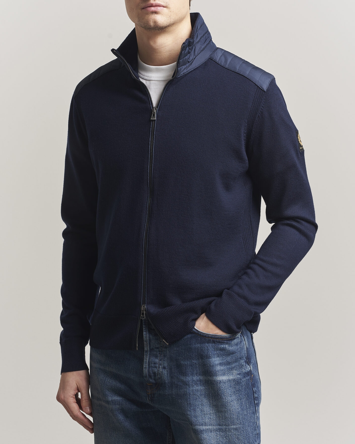 Hombres | Jerséis y prendas de punto | Belstaff | Kelby Knitted Full Zip Dark Ink