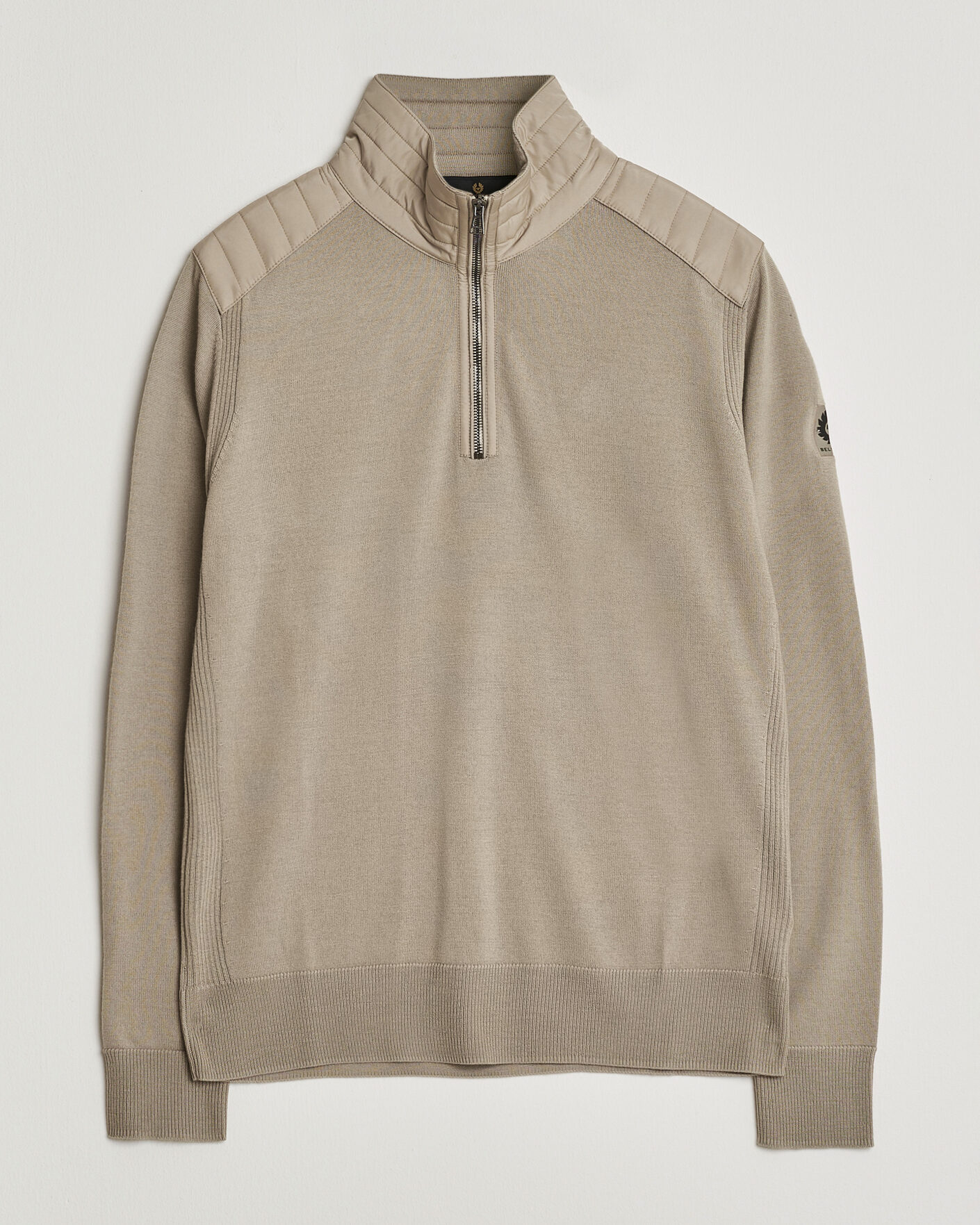 Hombres | Jerséis y prendas de punto | Belstaff | Klimington Knitted Half Zip Dark Sand