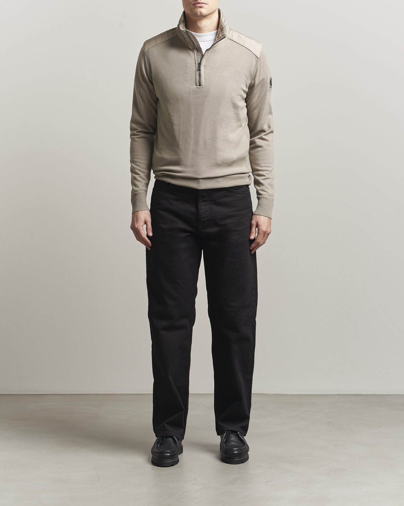 Hombres | Jerséis y prendas de punto | Belstaff | Klimington Knitted Half Zip Dark Sand