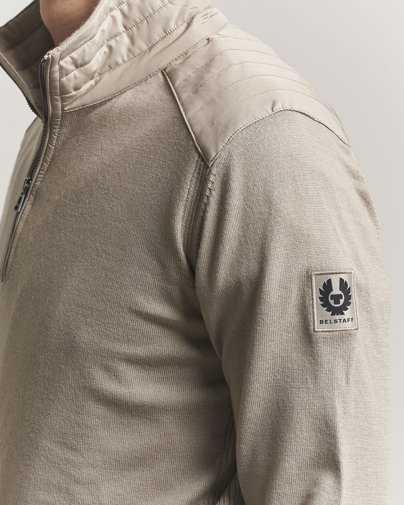 Hombres | Jerséis y prendas de punto | Belstaff | Klimington Knitted Half Zip Dark Sand