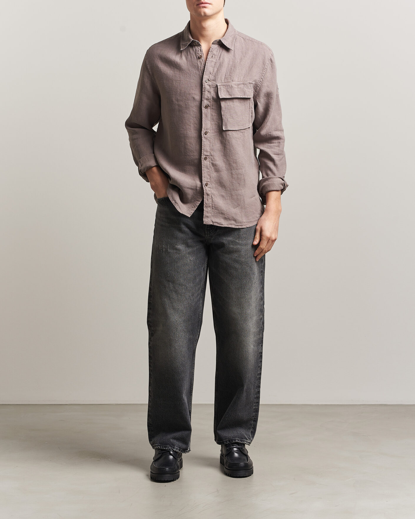 Hombres | Camisas | Belstaff | Scale Linen Shirt Asphalt