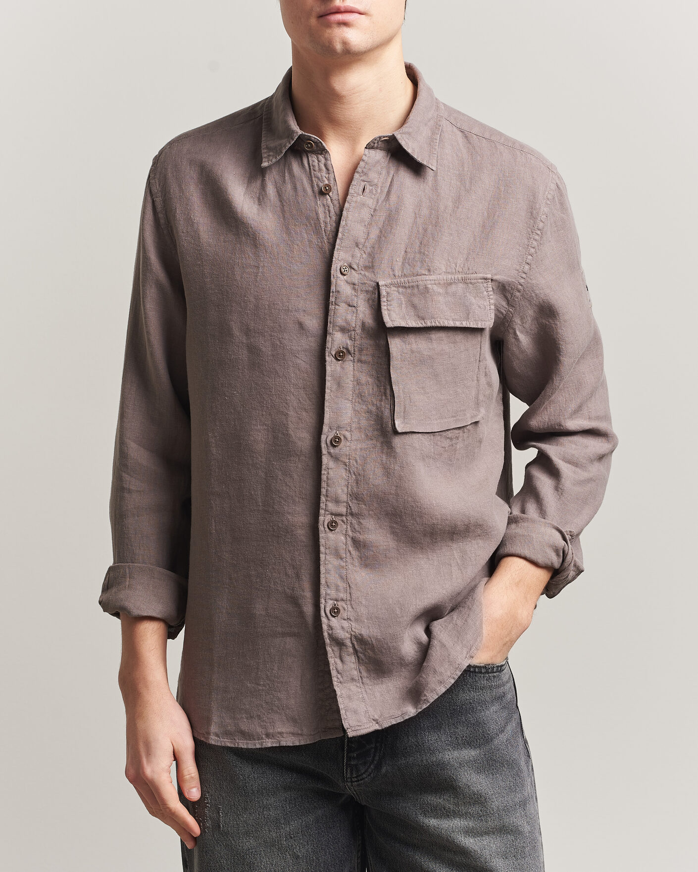 Hombres | Camisas | Belstaff | Scale Linen Shirt Asphalt