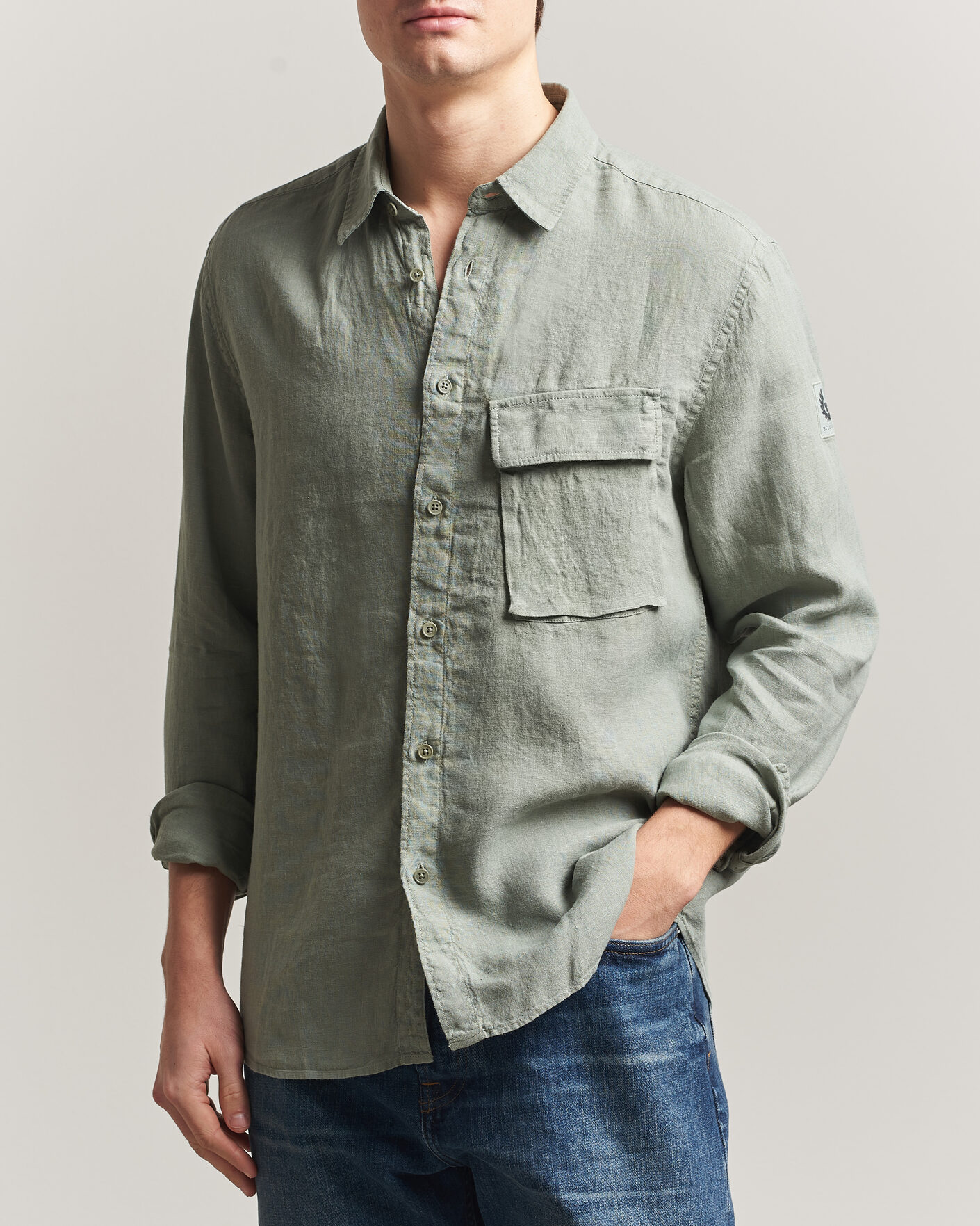 Hombres | Camisas | Belstaff | Scale Linen Shirt Lichen