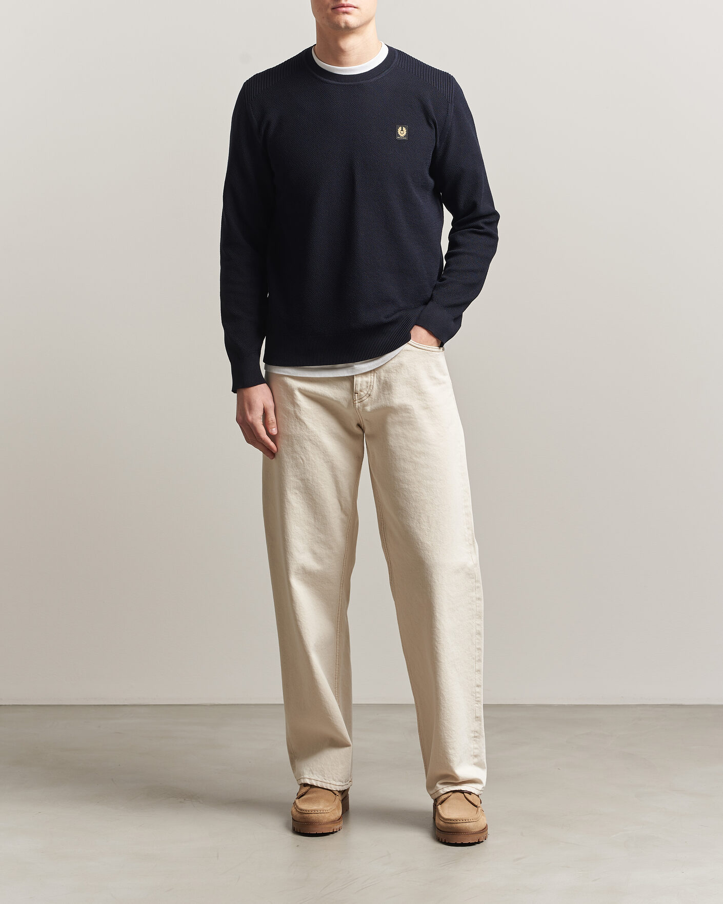 Hombres | Jerséis y prendas de punto | Belstaff | Coast Knitted Crew Neck Dark Ink