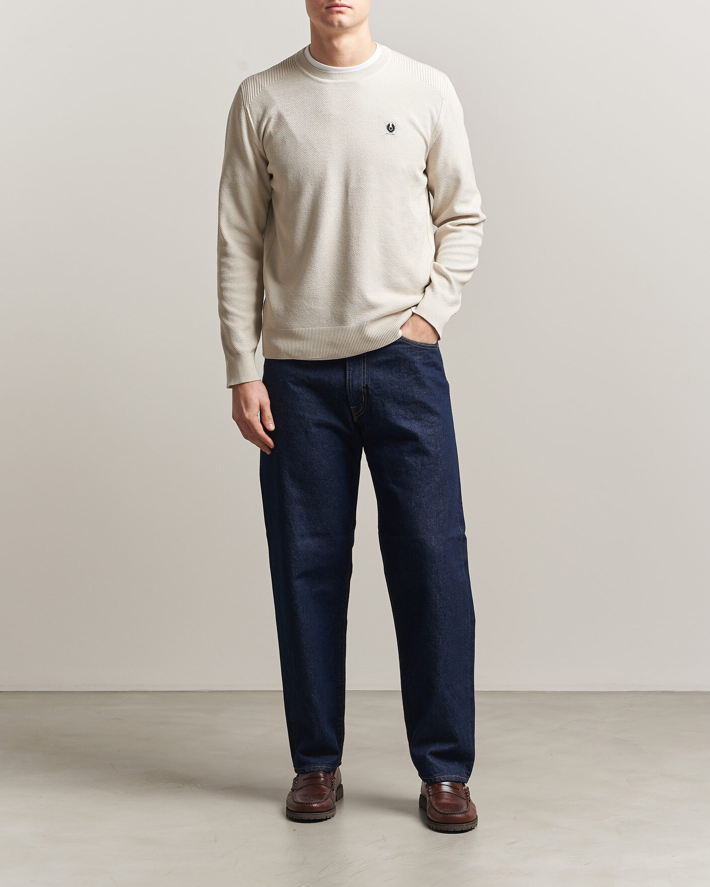 Hombres | Jerséis y prendas de punto | Belstaff | Coast Knitted Crew Neck Silver Birch