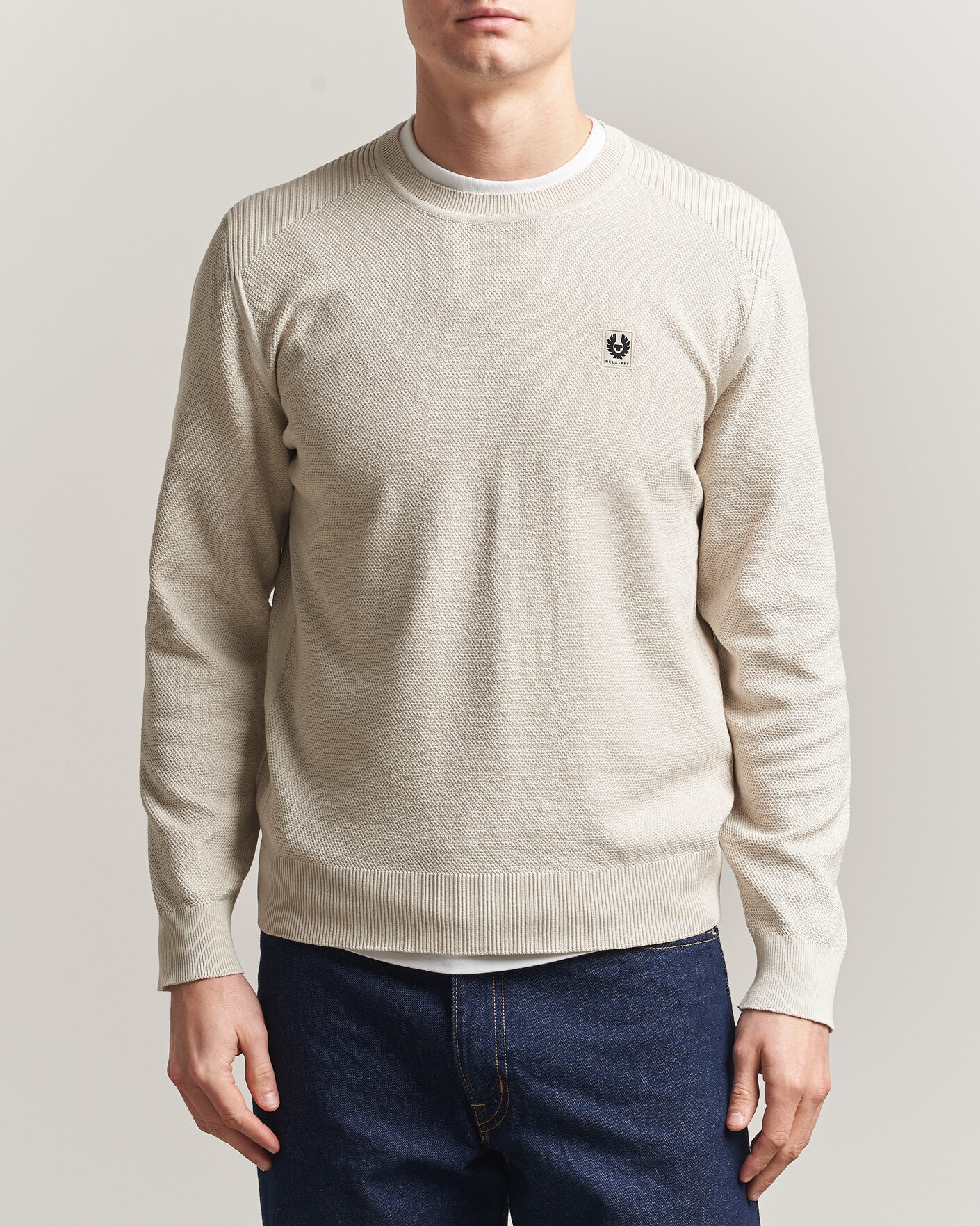 Hombres | Jerséis y prendas de punto | Belstaff | Coast Knitted Crew Neck Silver Birch