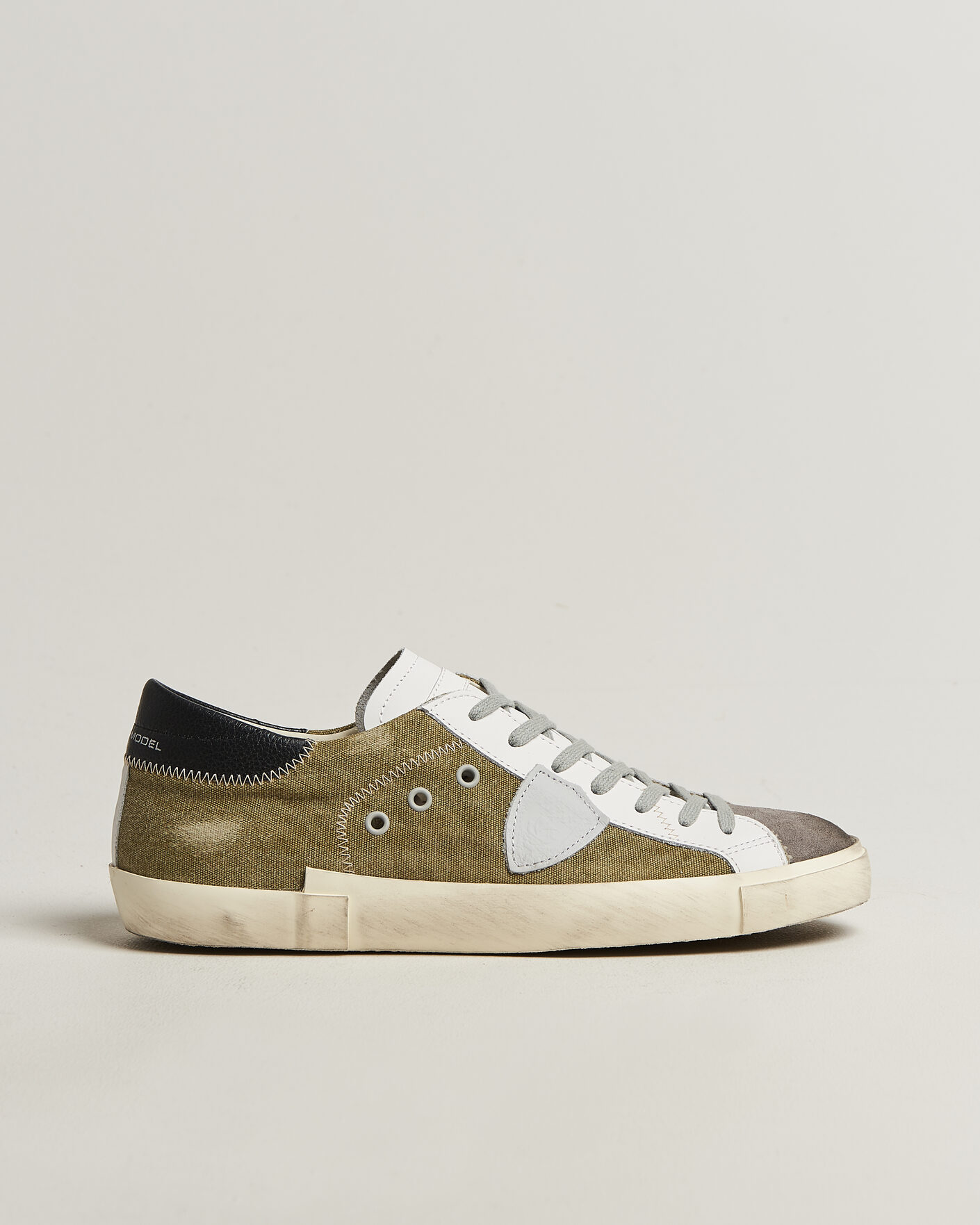 Hombres | Zapatillas | Philippe Model | PRSX Low Top Canvas Mix Sneaker Grey/Military