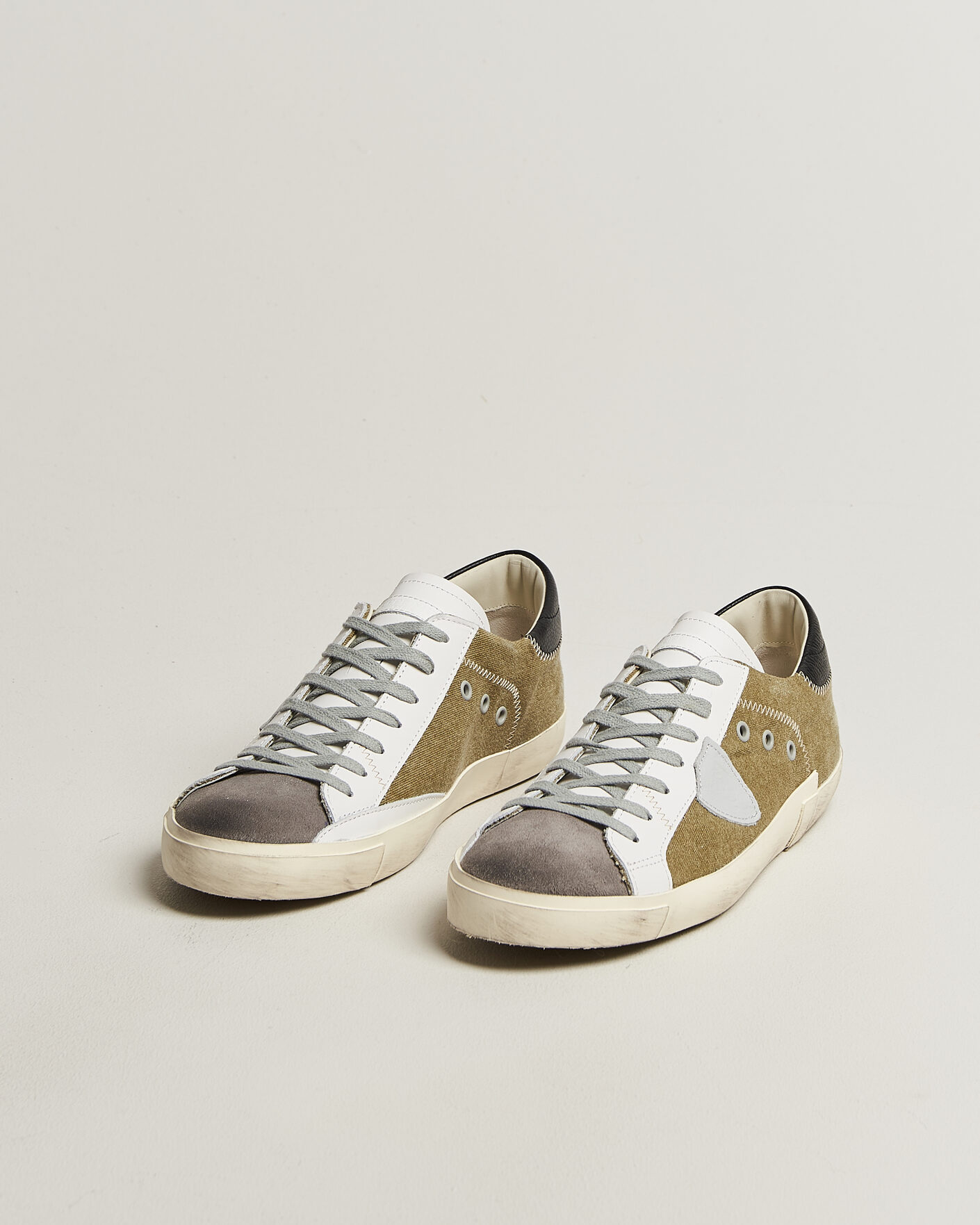 Hombres | Zapatillas | Philippe Model | PRSX Low Top Canvas Mix Sneaker Grey/Military