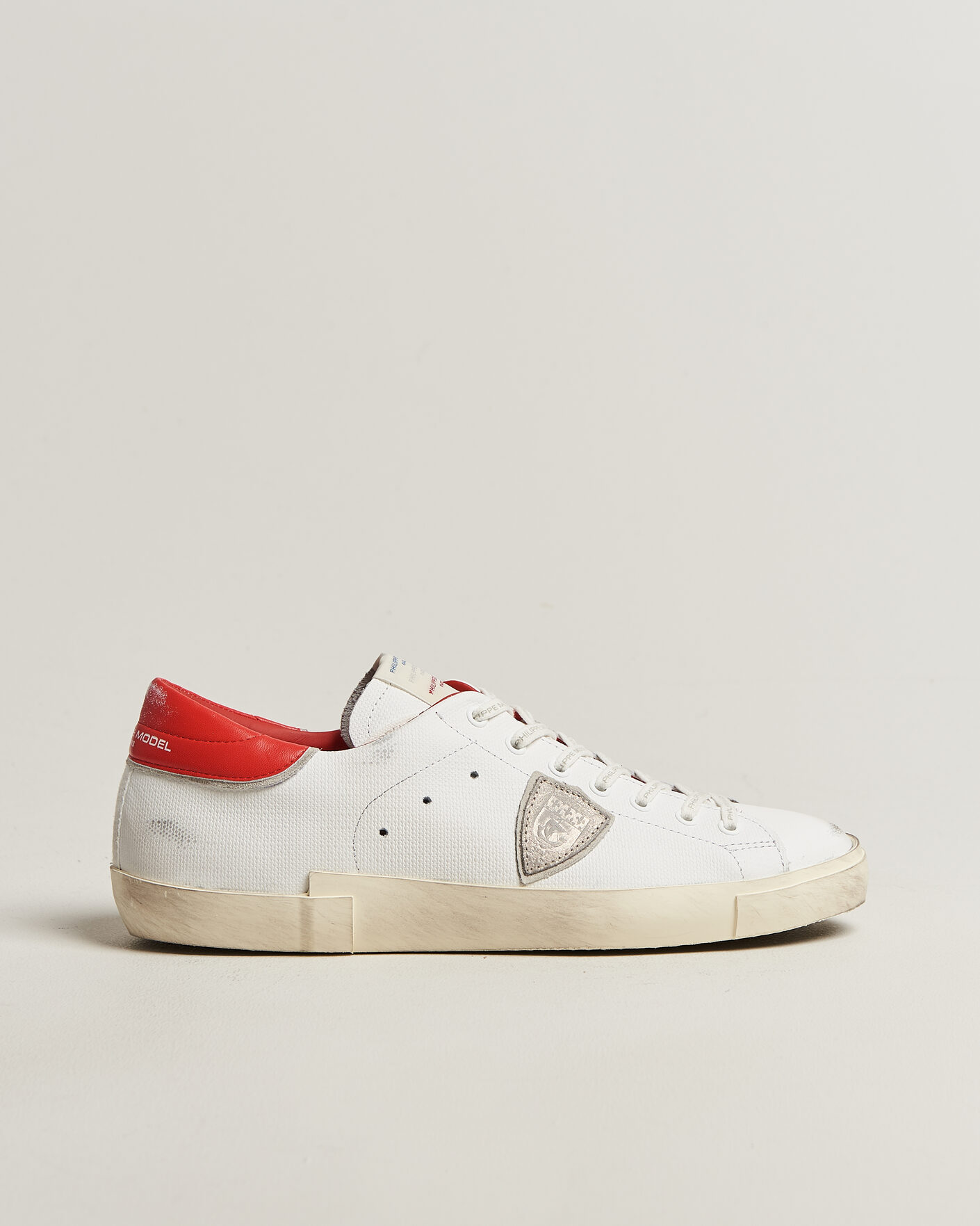 Hombres | Zapatillas | Philippe Model | PRSX Low Top Canvas Mix Sneaker White/Red