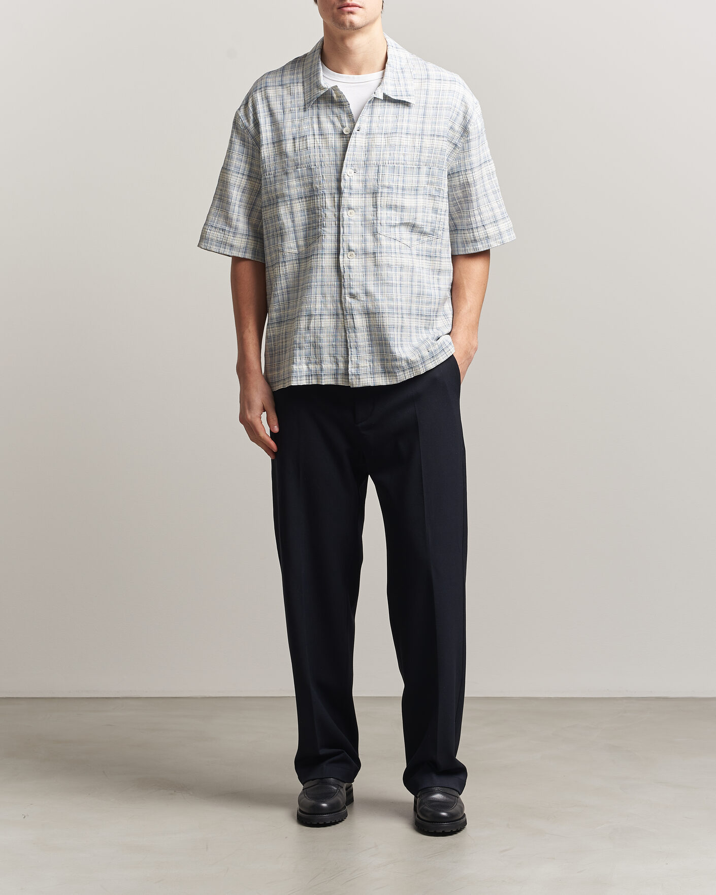 Hombres | Camisas | Sunflower | Adam Short Sleeve Shirt Light Blue Check