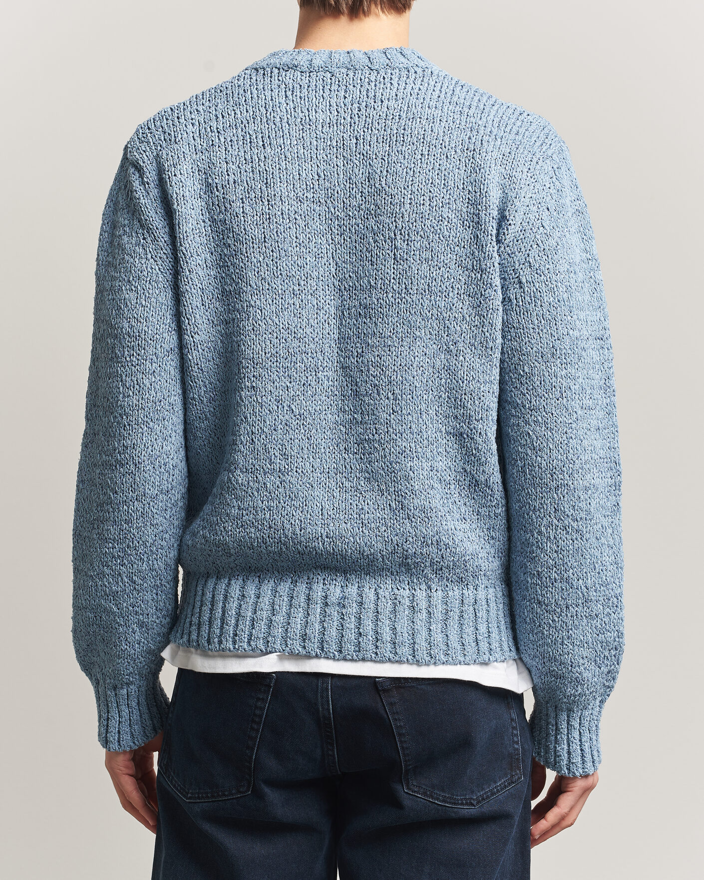 Hombres | Jerséis y prendas de punto | Sunflower | Frederik Cotton Blend Sweater Light Blue