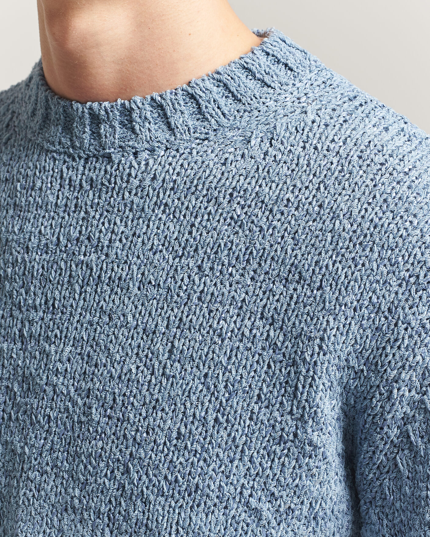 Hombres | Jerséis y prendas de punto | Sunflower | Frederik Cotton Blend Sweater Light Blue