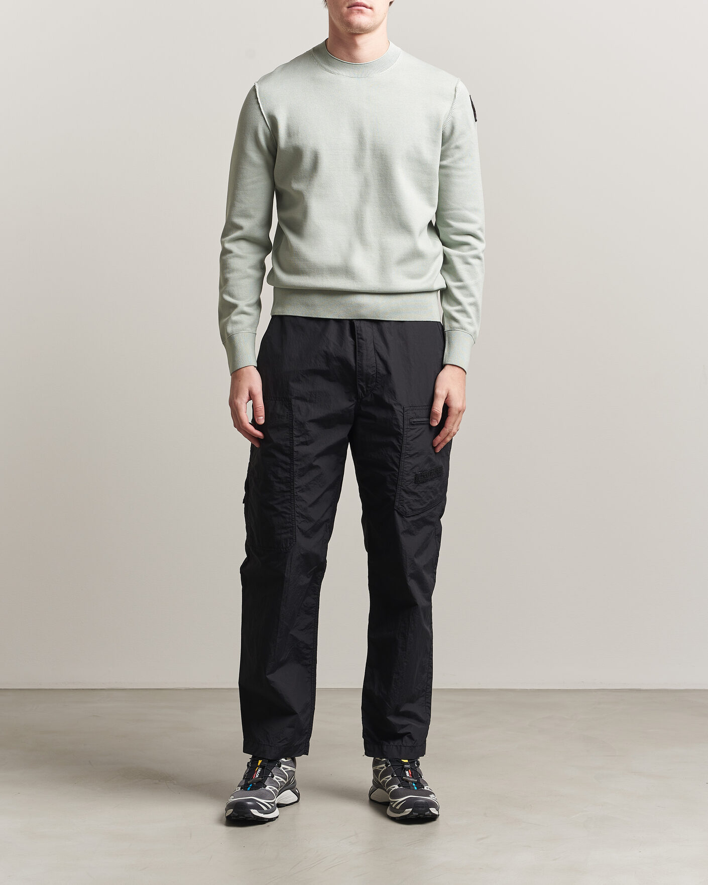 Hombres | Jerséis y prendas de punto | Parajumpers | Basic Braw Knitted Sweater Fresh Grey
