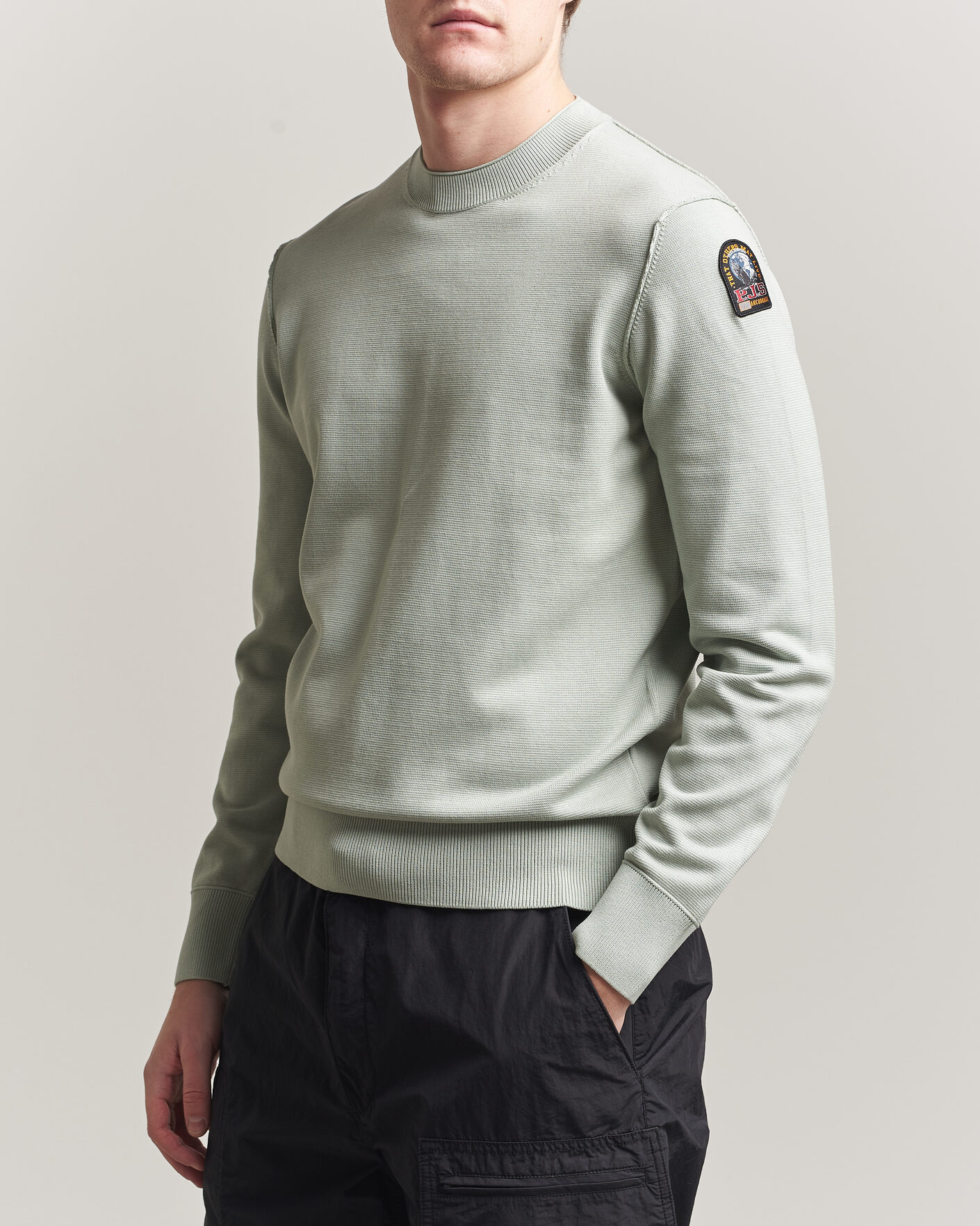 Hombres | Jerséis y prendas de punto | Parajumpers | Basic Braw Knitted Sweater Fresh Grey