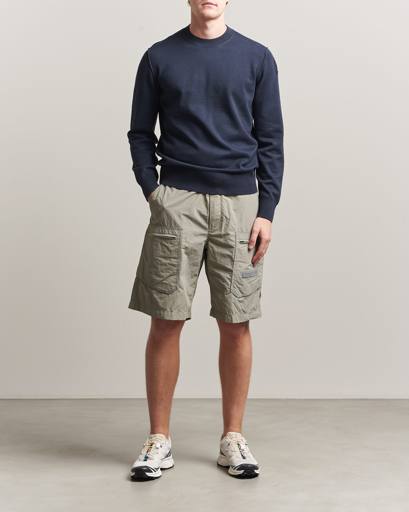 Hombres | Jerséis y prendas de punto | Parajumpers | Basic Braw Knitted Sweater Navy