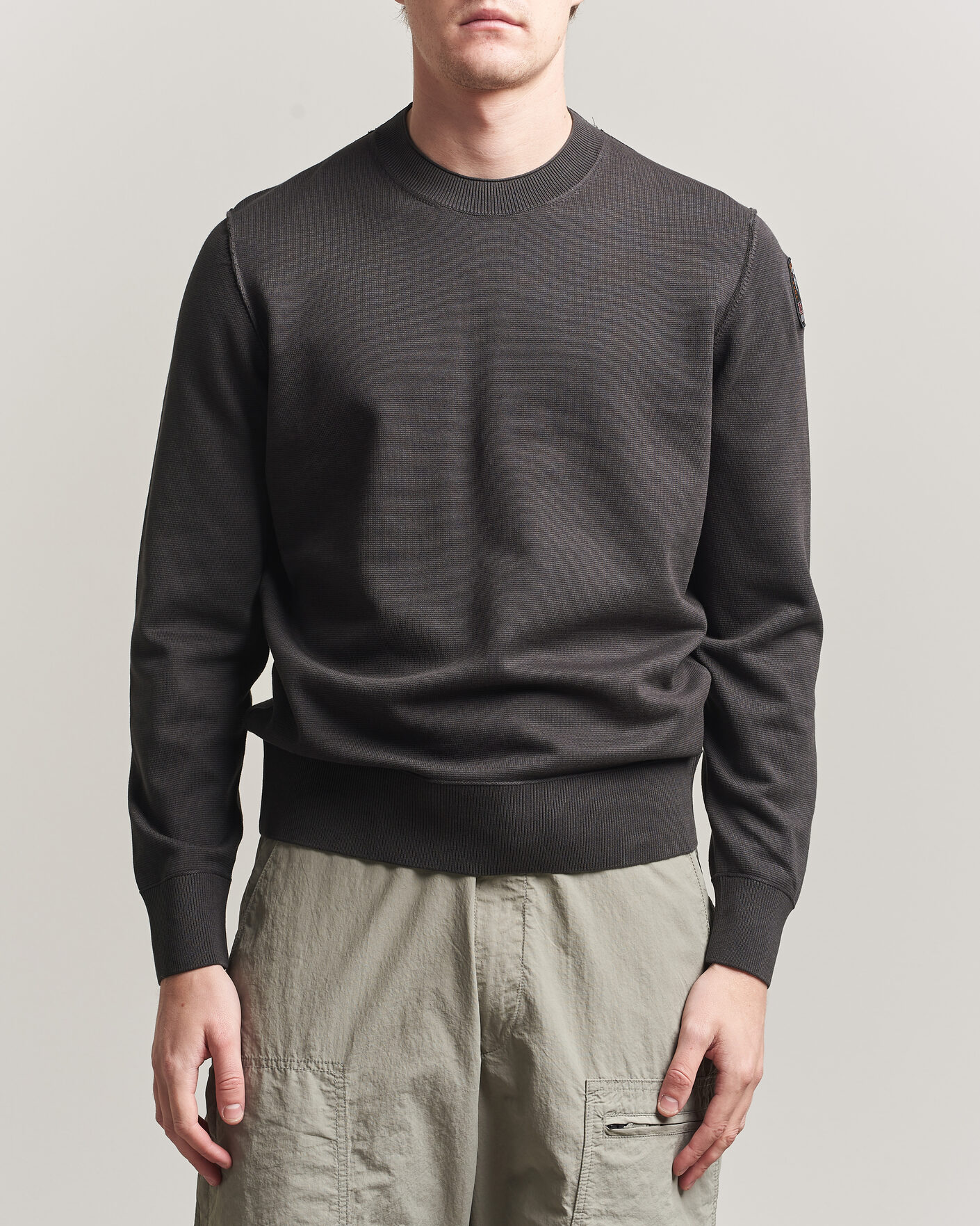 Hombres | Jerséis y prendas de punto | Parajumpers | Basic Braw Knitted Sweater Off Black