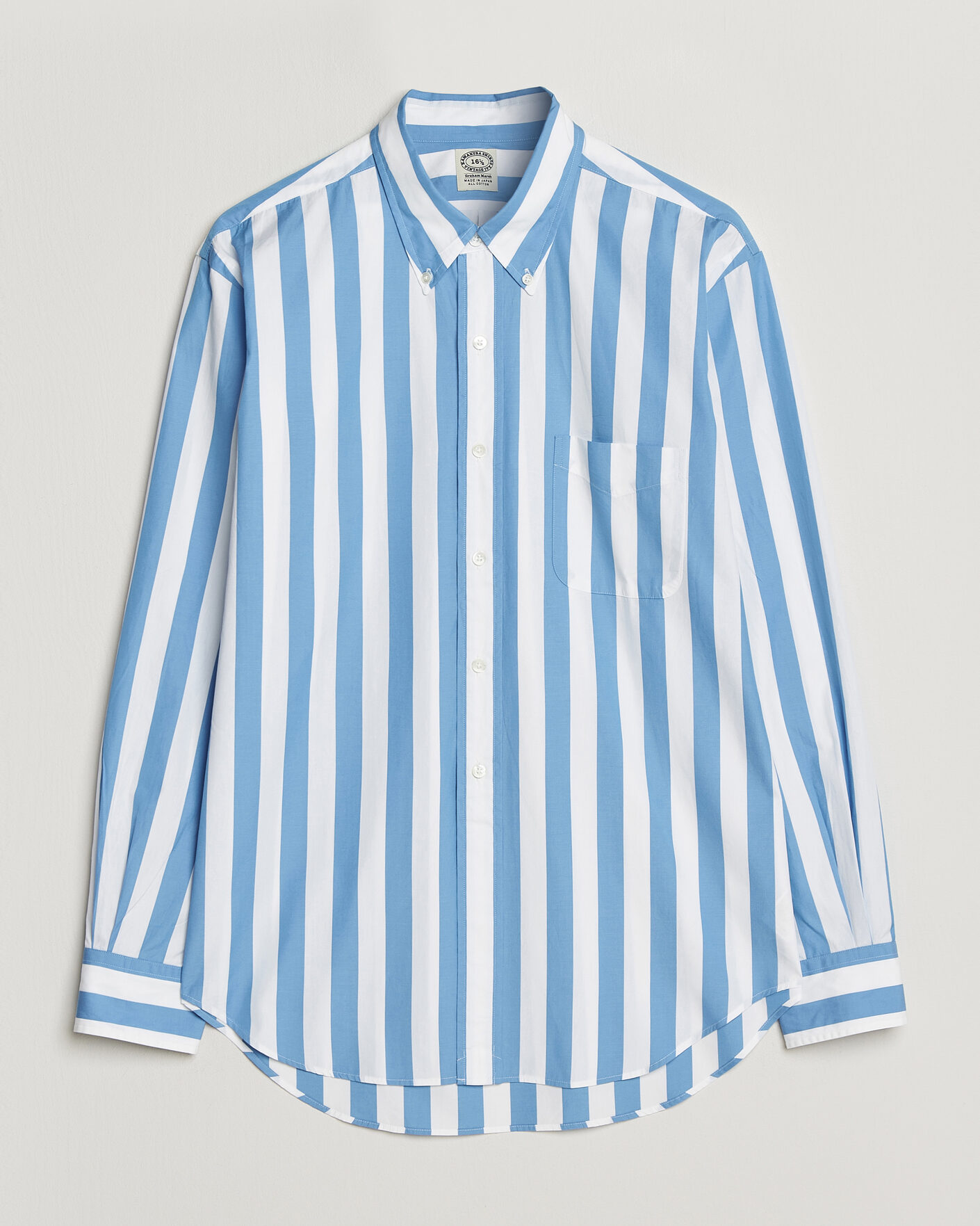 Hombres | Camisas | Kamakura Shirts | Vintage Ivy Button Down Shirt Bold Blue Stripe