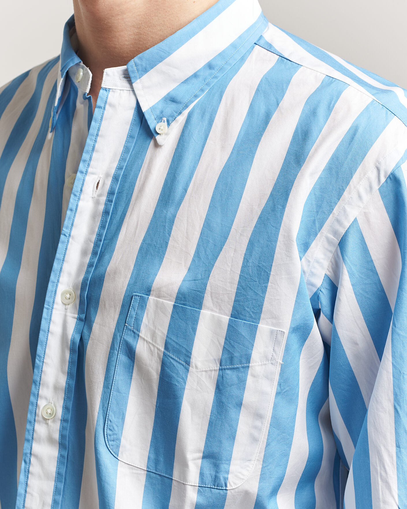 Hombres | Camisas | Kamakura Shirts | Vintage Ivy Button Down Shirt Bold Blue Stripe