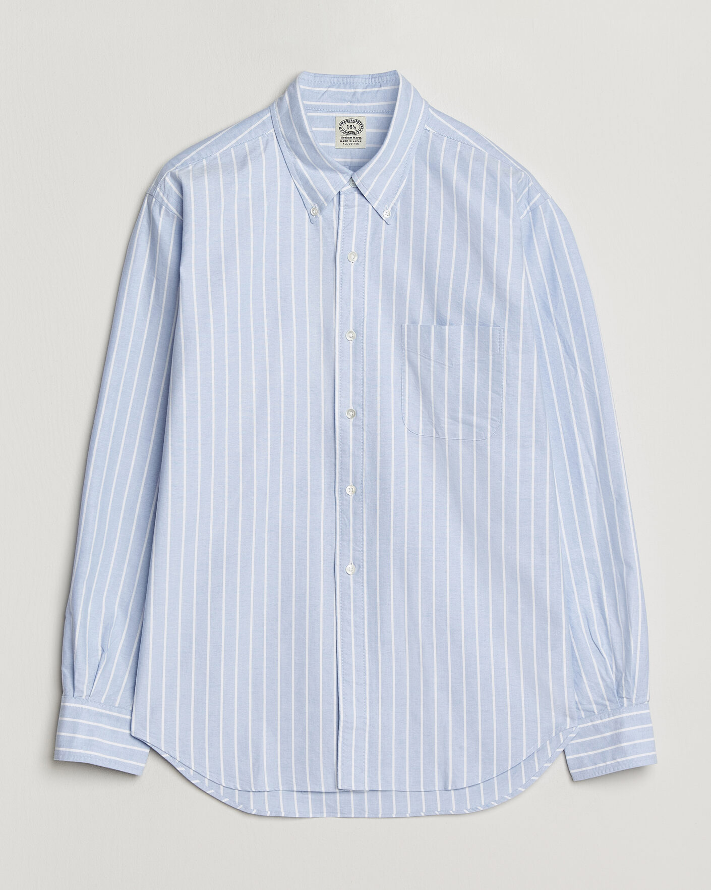 Hombres | Camisas | Kamakura Shirts | Vintage Ivy Oxford BD Shirt Blue Blazer Stripe