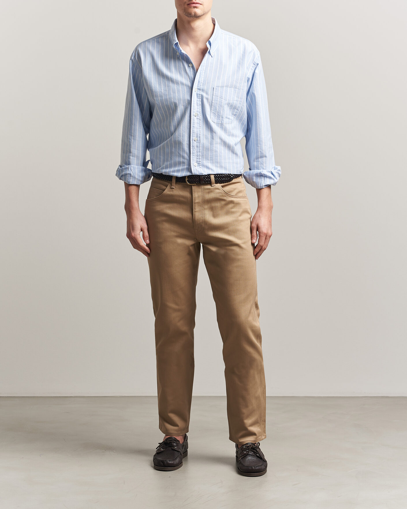 Hombres | Camisas | Kamakura Shirts | Vintage Ivy Oxford BD Shirt Blue Blazer Stripe