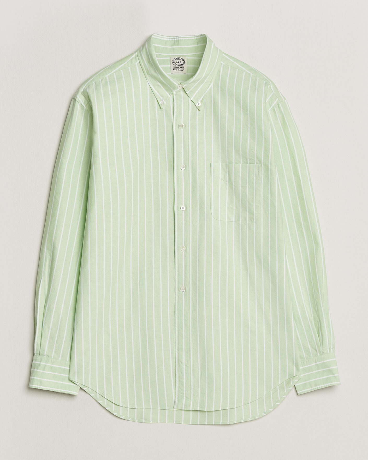 Hombres | Camisas | Kamakura Shirts | Vintage Ivy Oxford BD Shirt Green Blazer Stripe