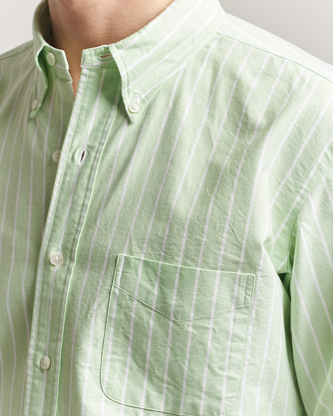 Hombres | Camisas | Kamakura Shirts | Vintage Ivy Oxford BD Shirt Green Blazer Stripe