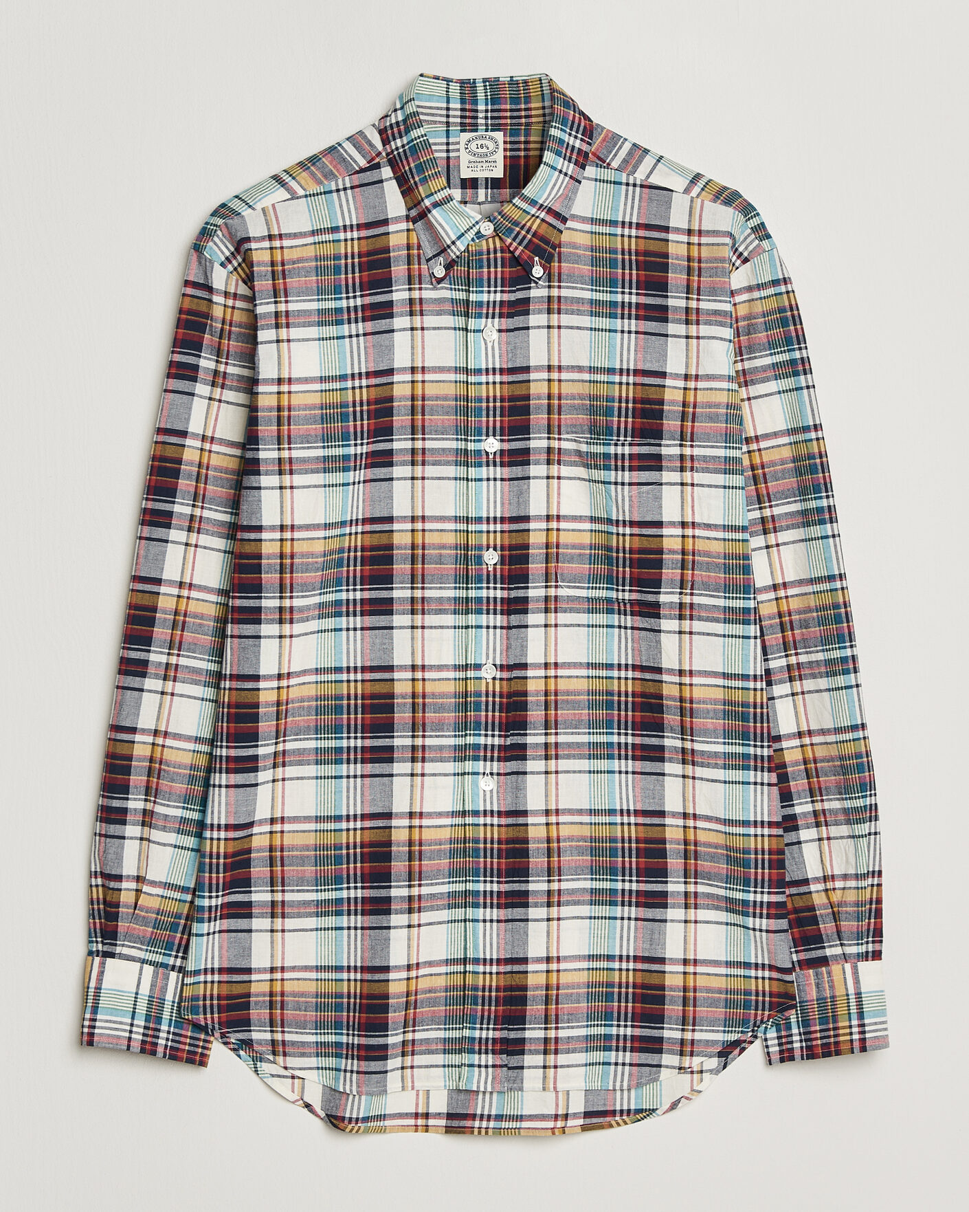 Hombres | Camisas | Kamakura Shirts | Vintage Ivy Button Down Shirt Yellow Madras