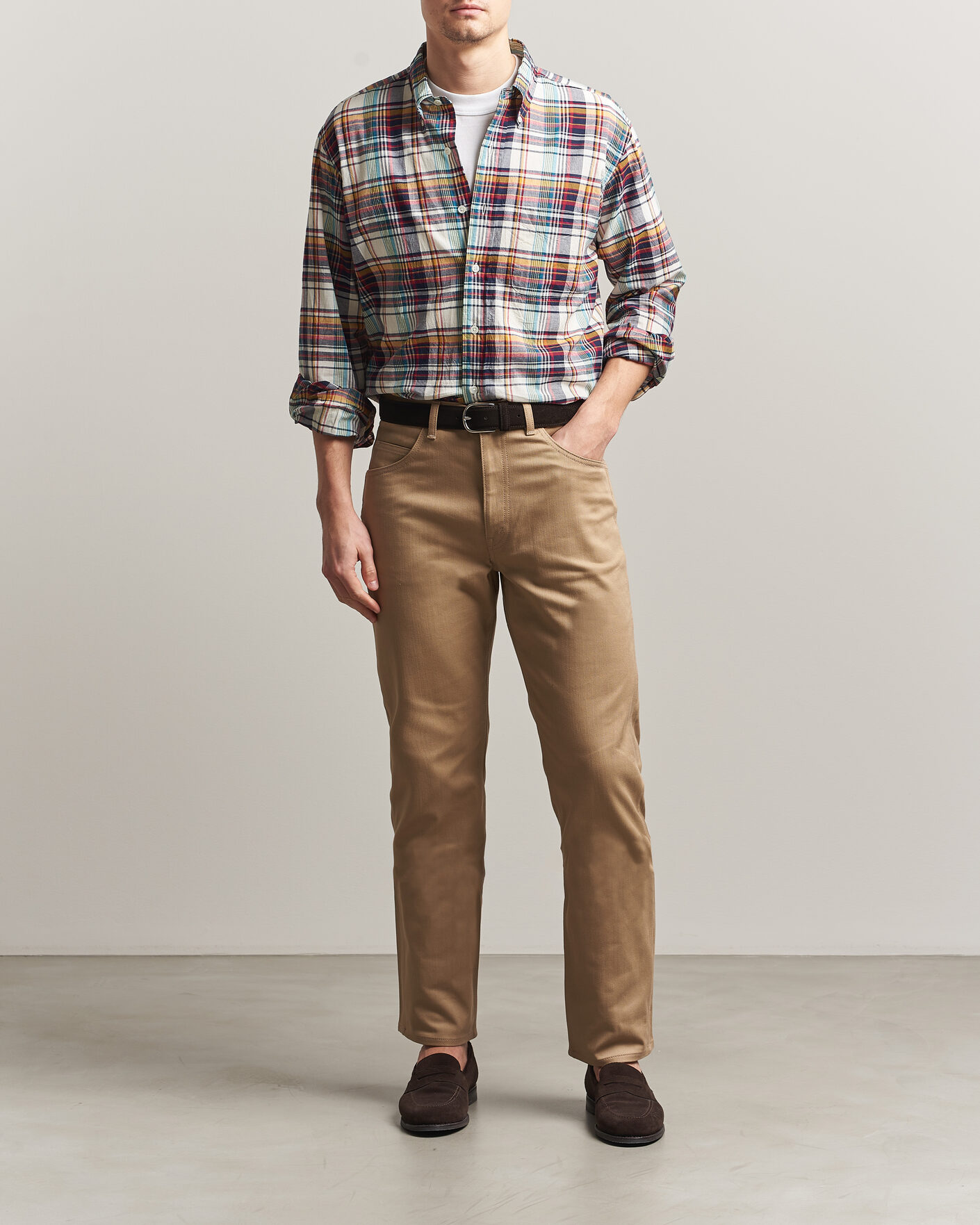 Hombres | Camisas | Kamakura Shirts | Vintage Ivy Button Down Shirt Yellow Madras