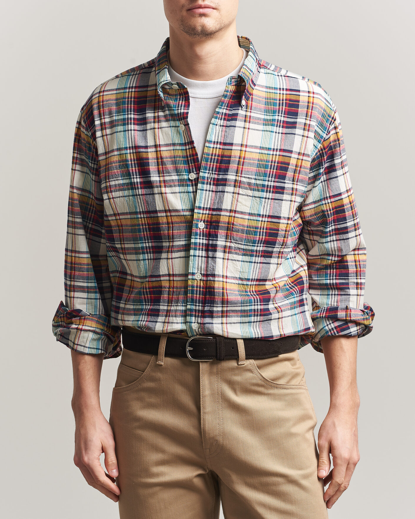 Hombres | Camisas | Kamakura Shirts | Vintage Ivy Button Down Shirt Yellow Madras