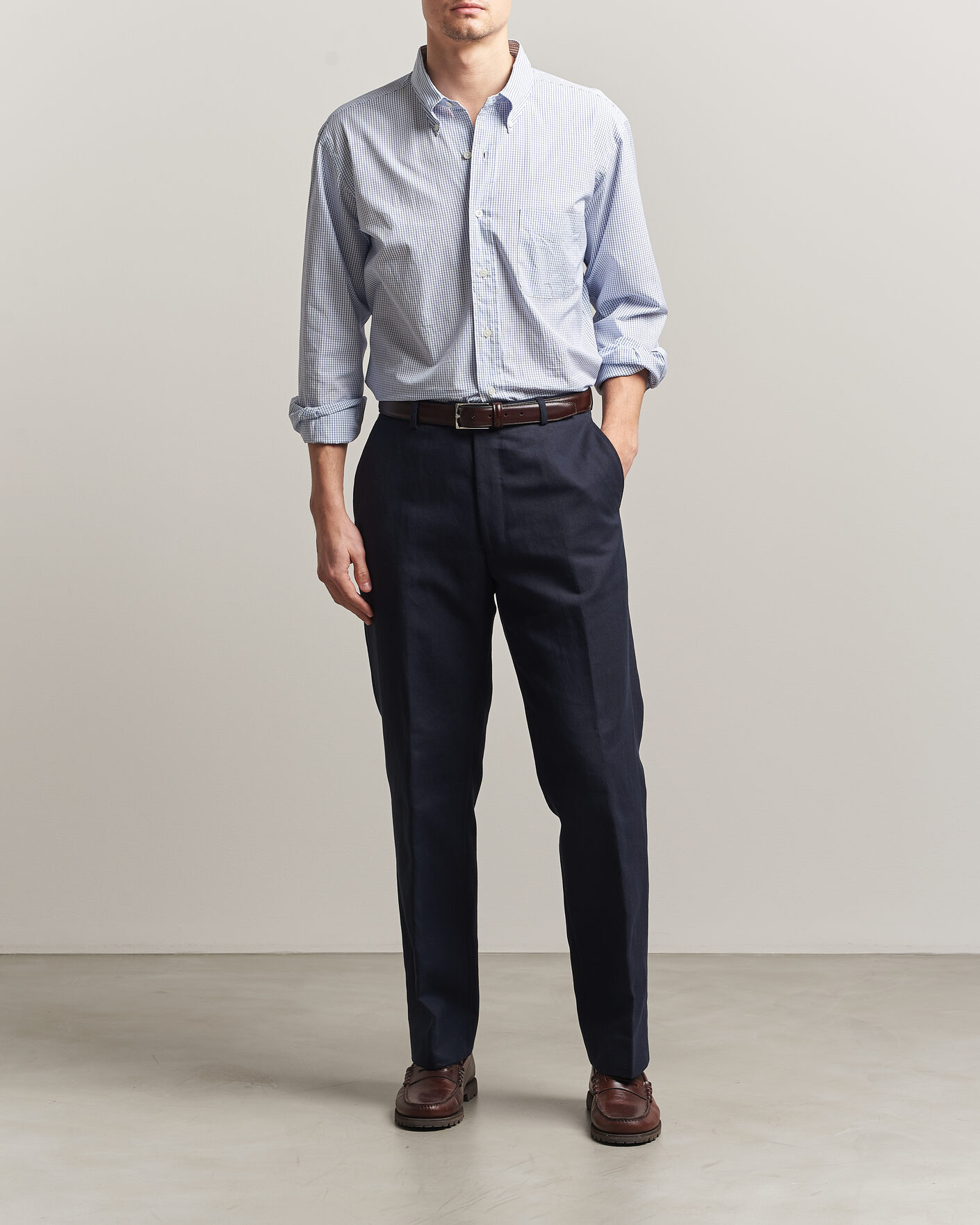 Hombres | Camisas | Kamakura Shirts | Vintage Ivy Button Down Shirt Blue Check