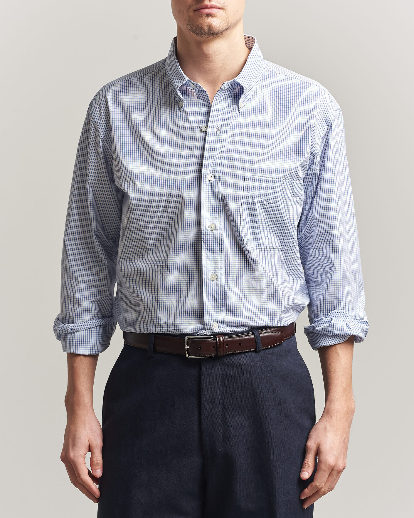 Hombres | Camisas | Kamakura Shirts | Vintage Ivy Button Down Shirt Blue Check