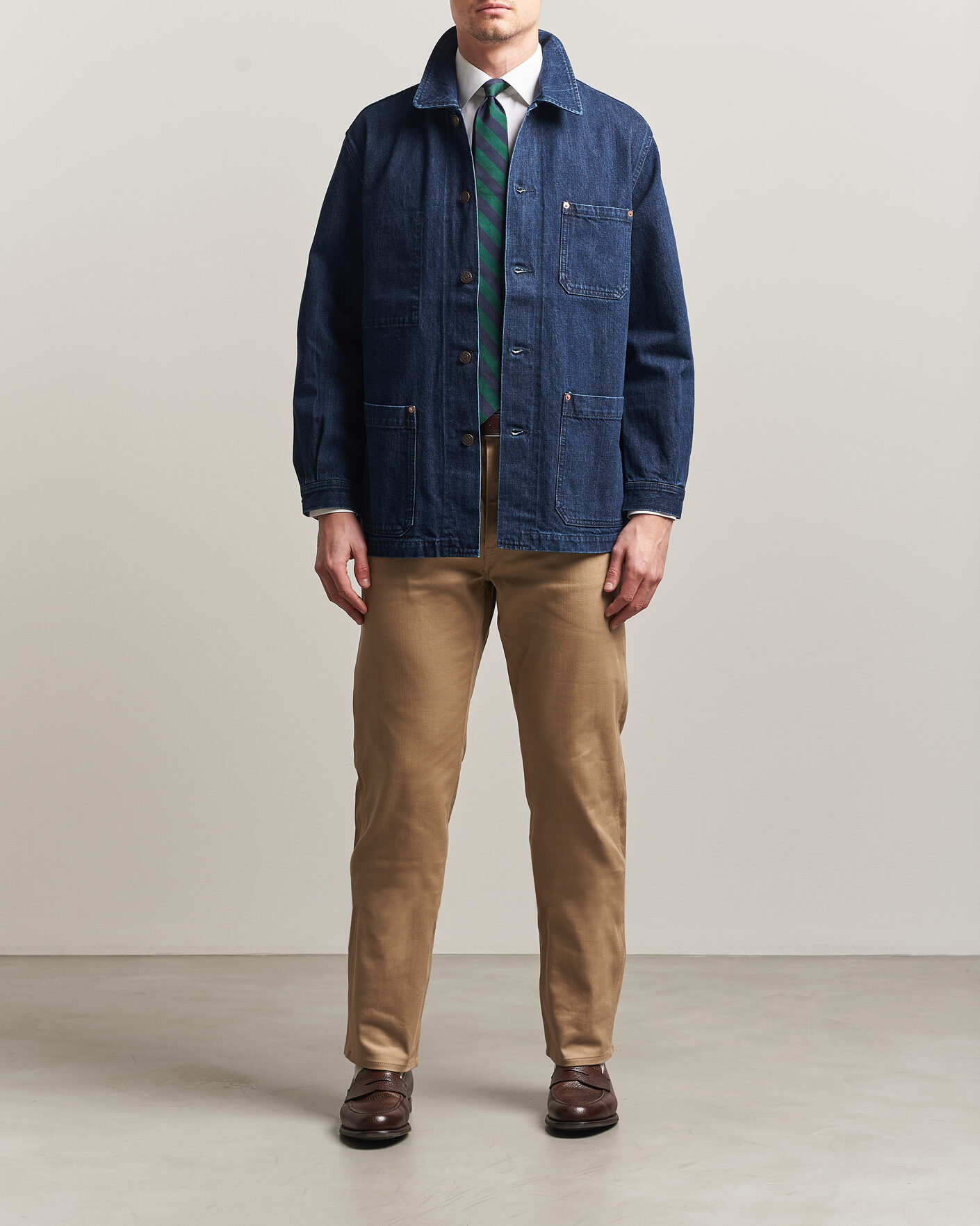 Hombres | Abrigos y chaquetas | Kamakura Shirts | French Work Jacket Dark Denim