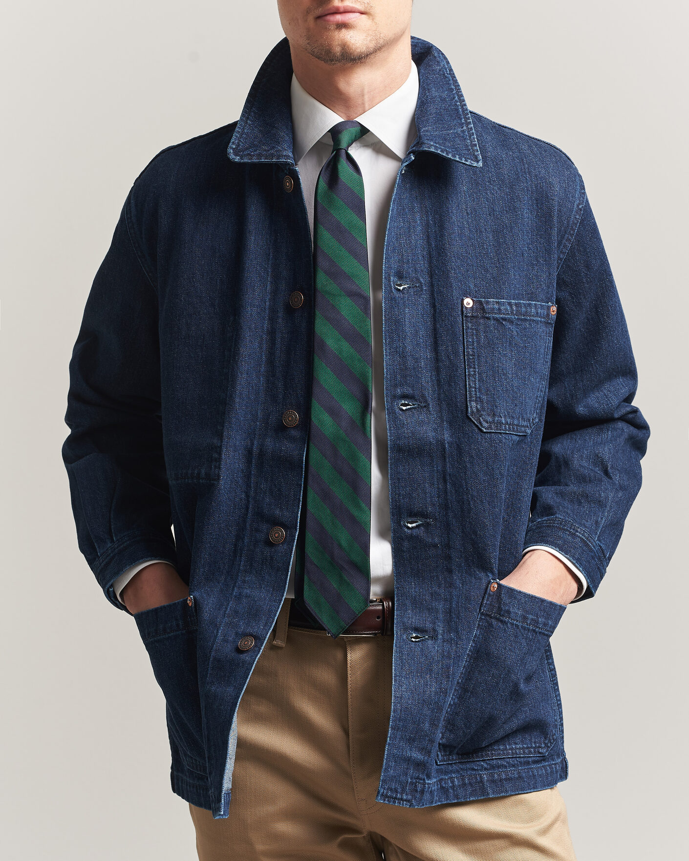 Hombres | Abrigos y chaquetas | Kamakura Shirts | French Work Jacket Dark Denim