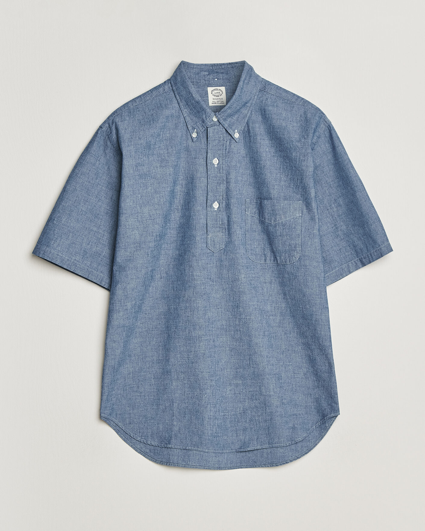 Hombres | Camisas | Kamakura Shirts | Vintage Ivy Half Sleeve Chambray Popover Blue