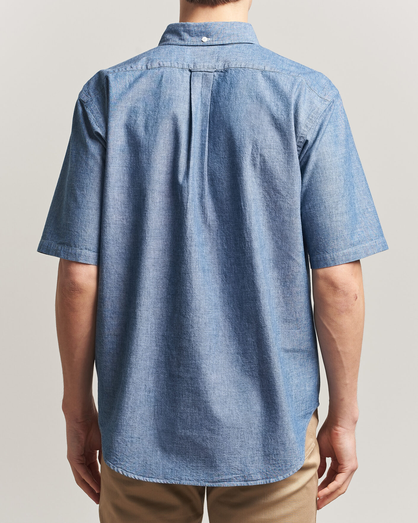 Hombres | Camisas | Kamakura Shirts | Vintage Ivy Half Sleeve Chambray Popover Blue