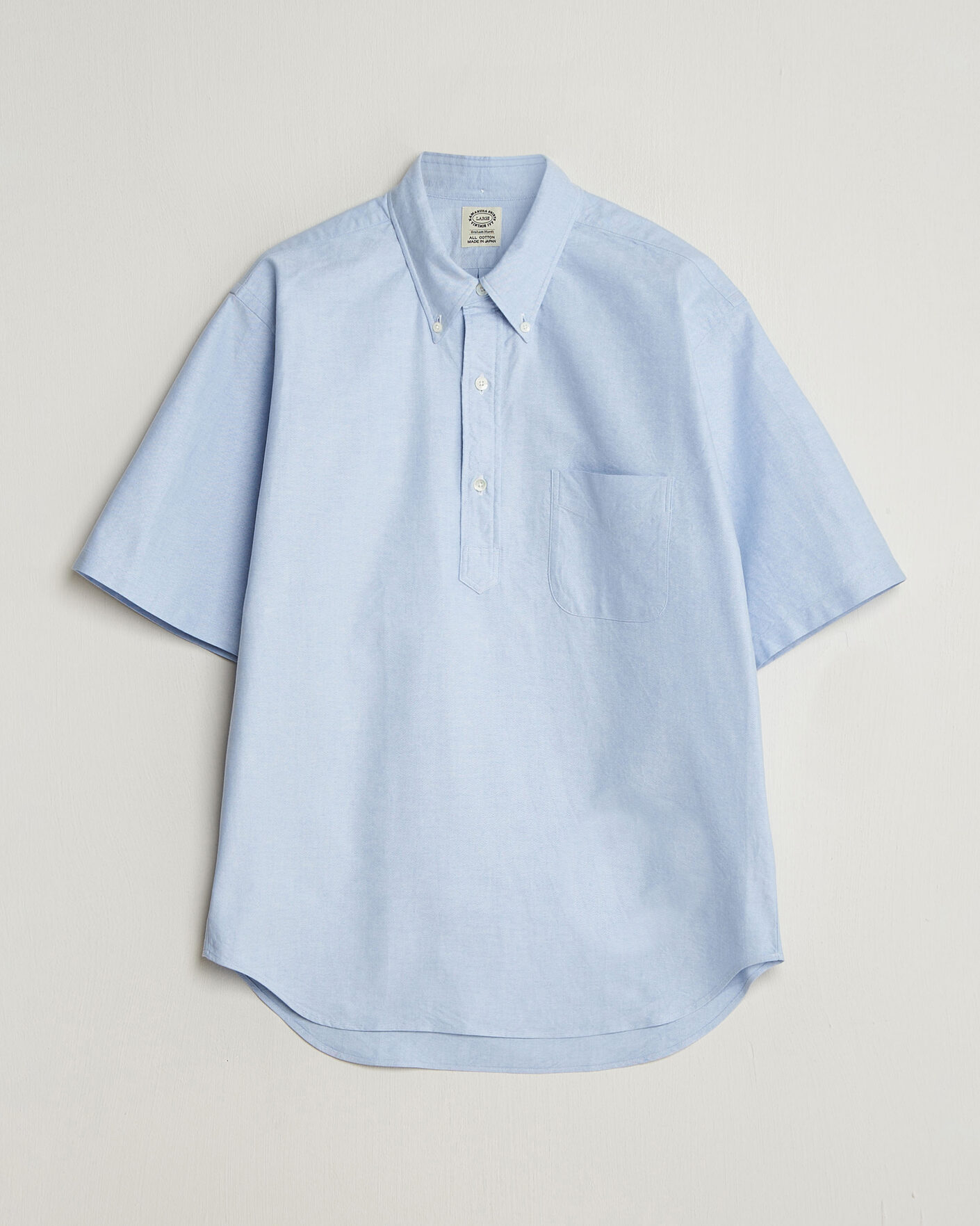 Hombres | Camisas | Kamakura Shirts | Vintage Ivy Half Sleeve Oxford Popover Light Blue