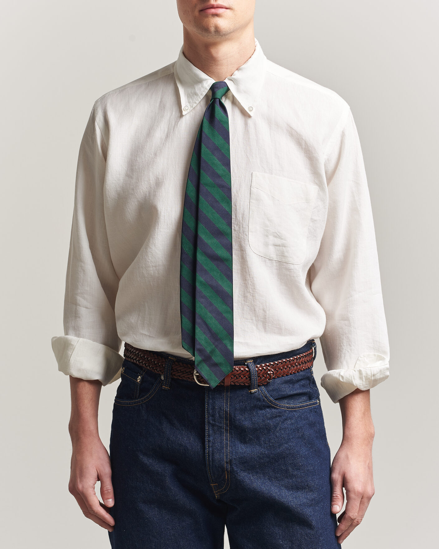 Hombres | Camisas | Kamakura Shirts | Linen Ametora Shirt White