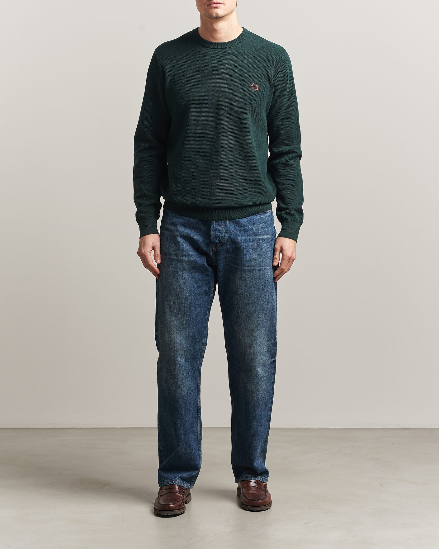 Hombres | Jerséis y prendas de punto | Fred Perry | Piqué Stitched Sweater Grassroots Green